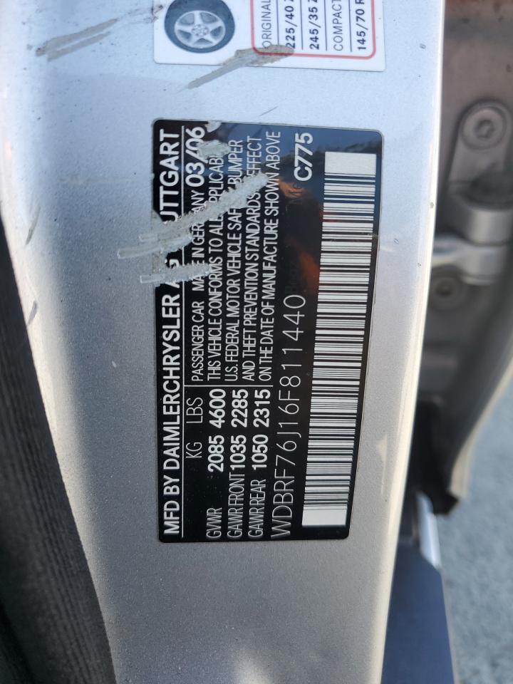 2006 Mercedes-benz C 55 Amg Silver vin: WDBRF76J16F811440