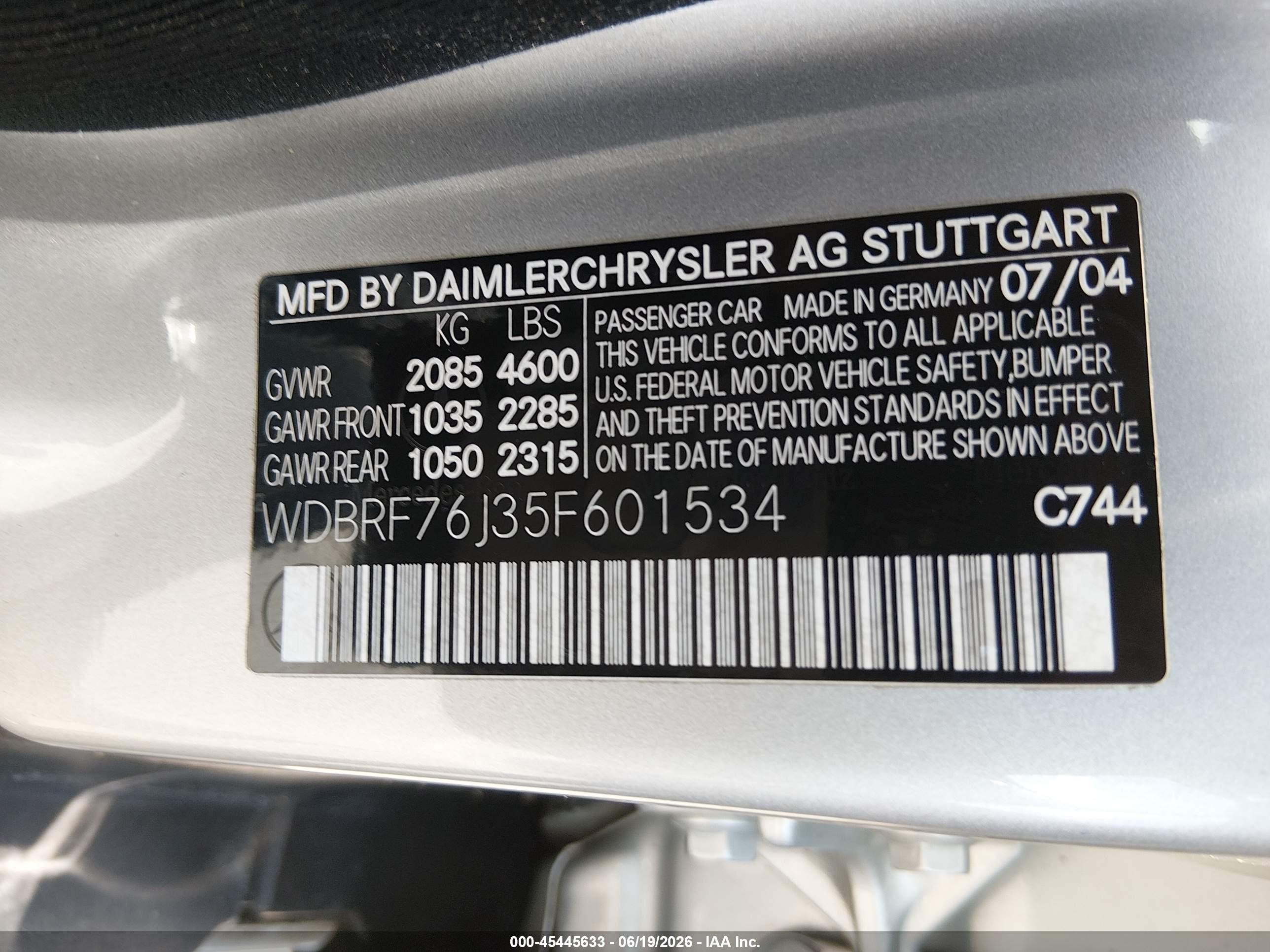 2005 Mercedes-benz C 55 Amg   Silver vin: WDBRF76J35F601534