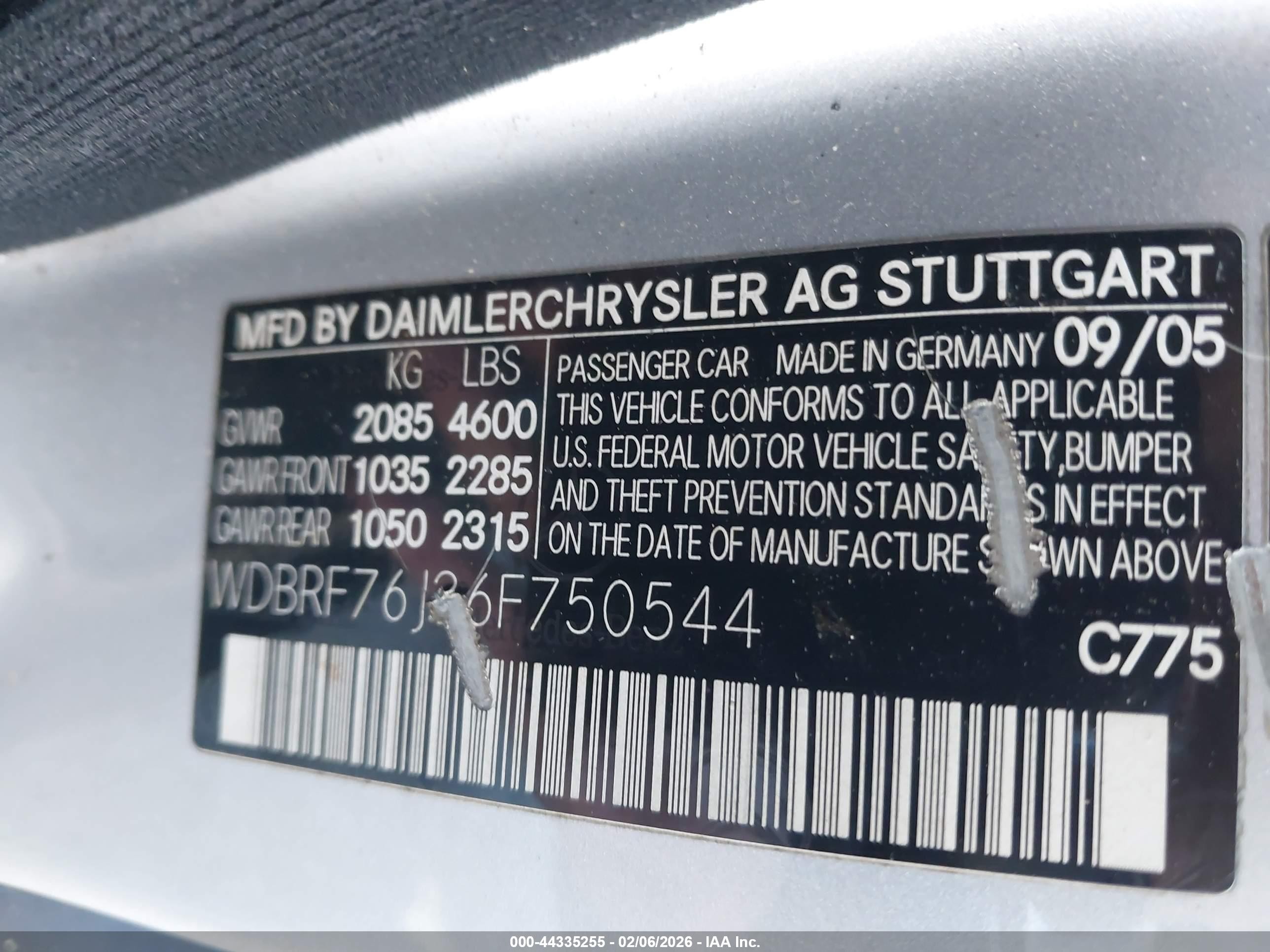 2006 Mercedes-benz C 55 Amg   Серебряный vin: WDBRF76J36F750544