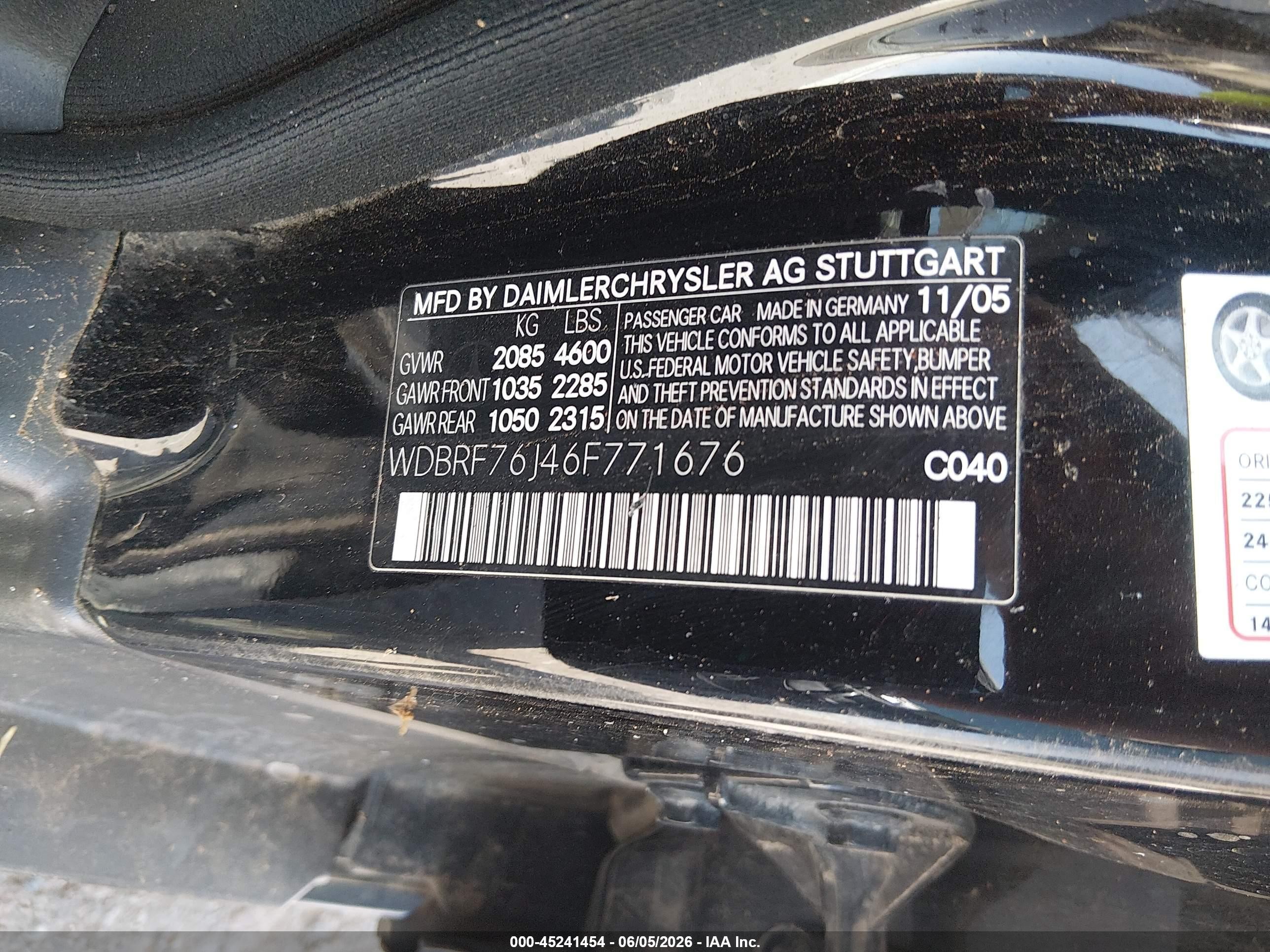 2006 Mercedes-benz C 55 Amg   Черный vin: WDBRF76J46F771676