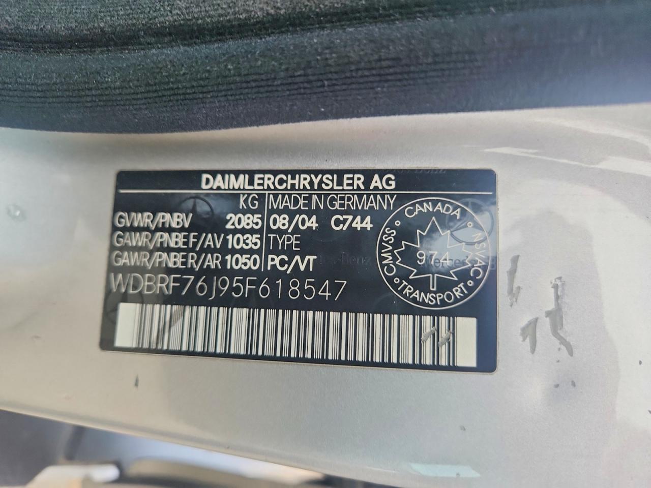 2005 Mercedes-benz C 55 Amg Silver vin: WDBRF76J95F618547