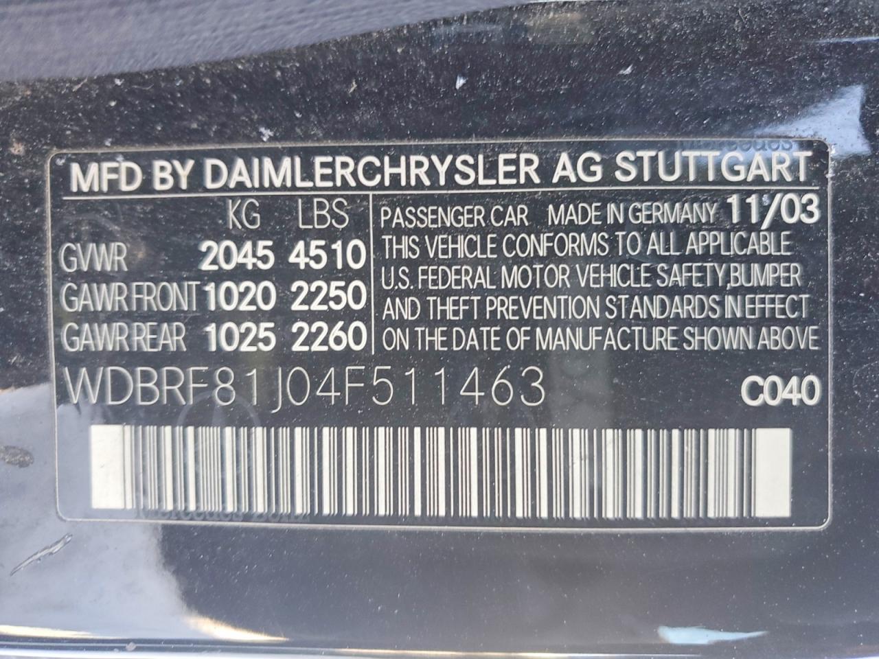 2004 Mercedes-benz C 240 4matic Black vin: WDBRF81J04F511463