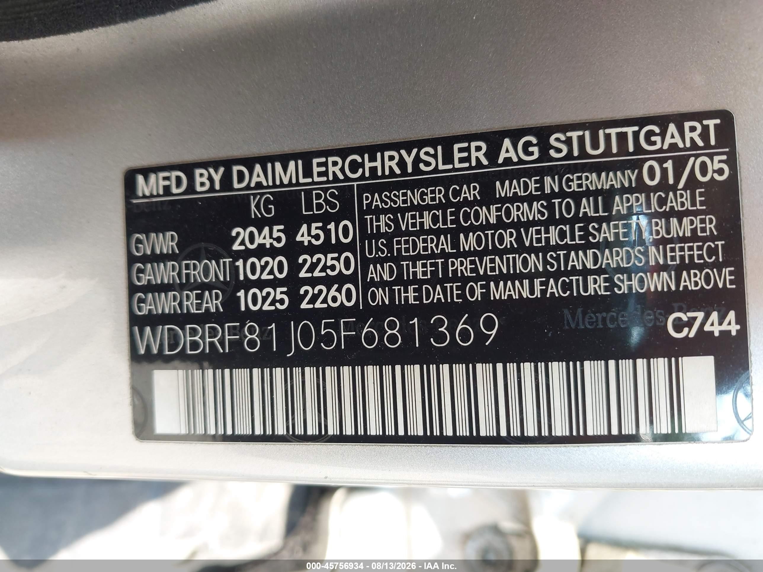 2005 Mercedes-benz C 240 Luxury 4matic Silver vin: WDBRF81J05F681369