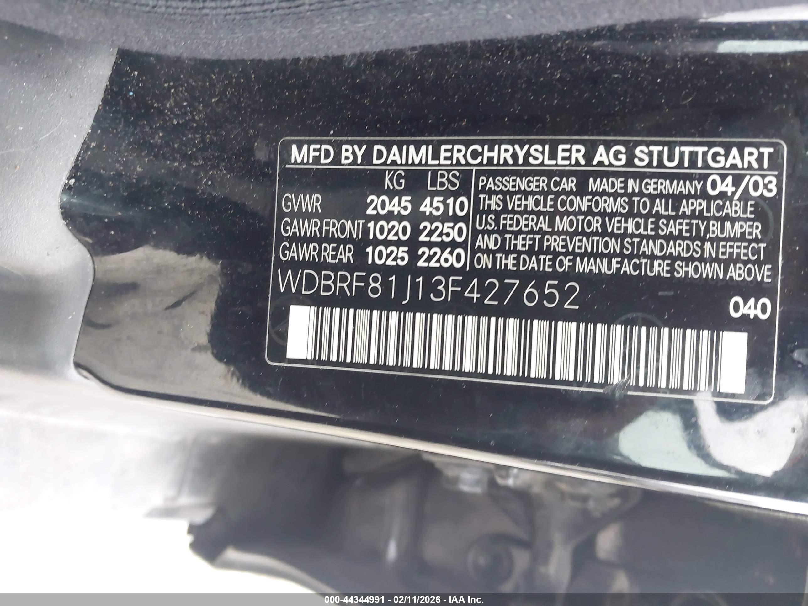2003 Mercedes-benz C 240   Черный vin: WDBRF81J13F427652