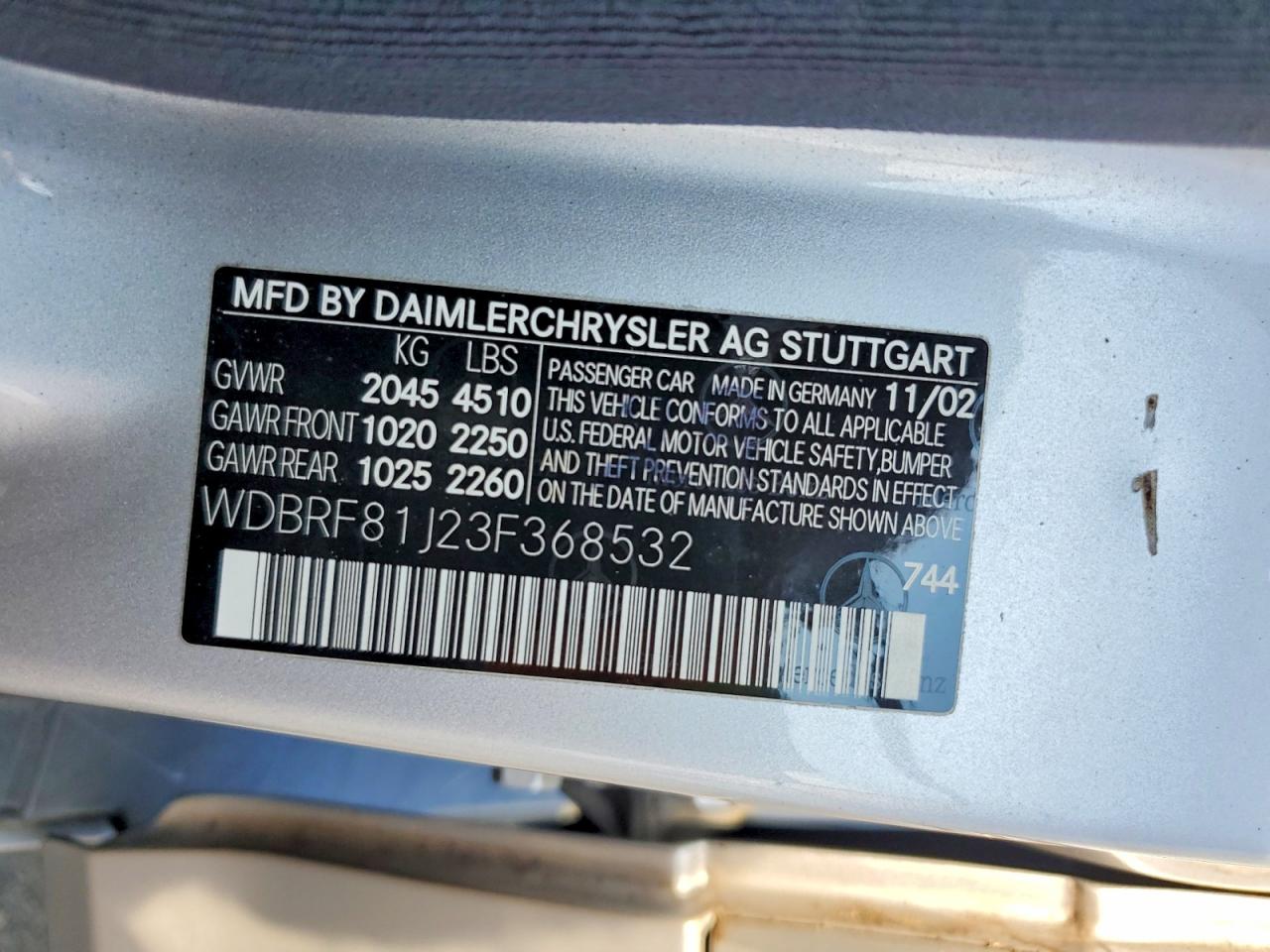 2003 Mercedes-benz C 240 4matic Silver vin: WDBRF81J23F368532