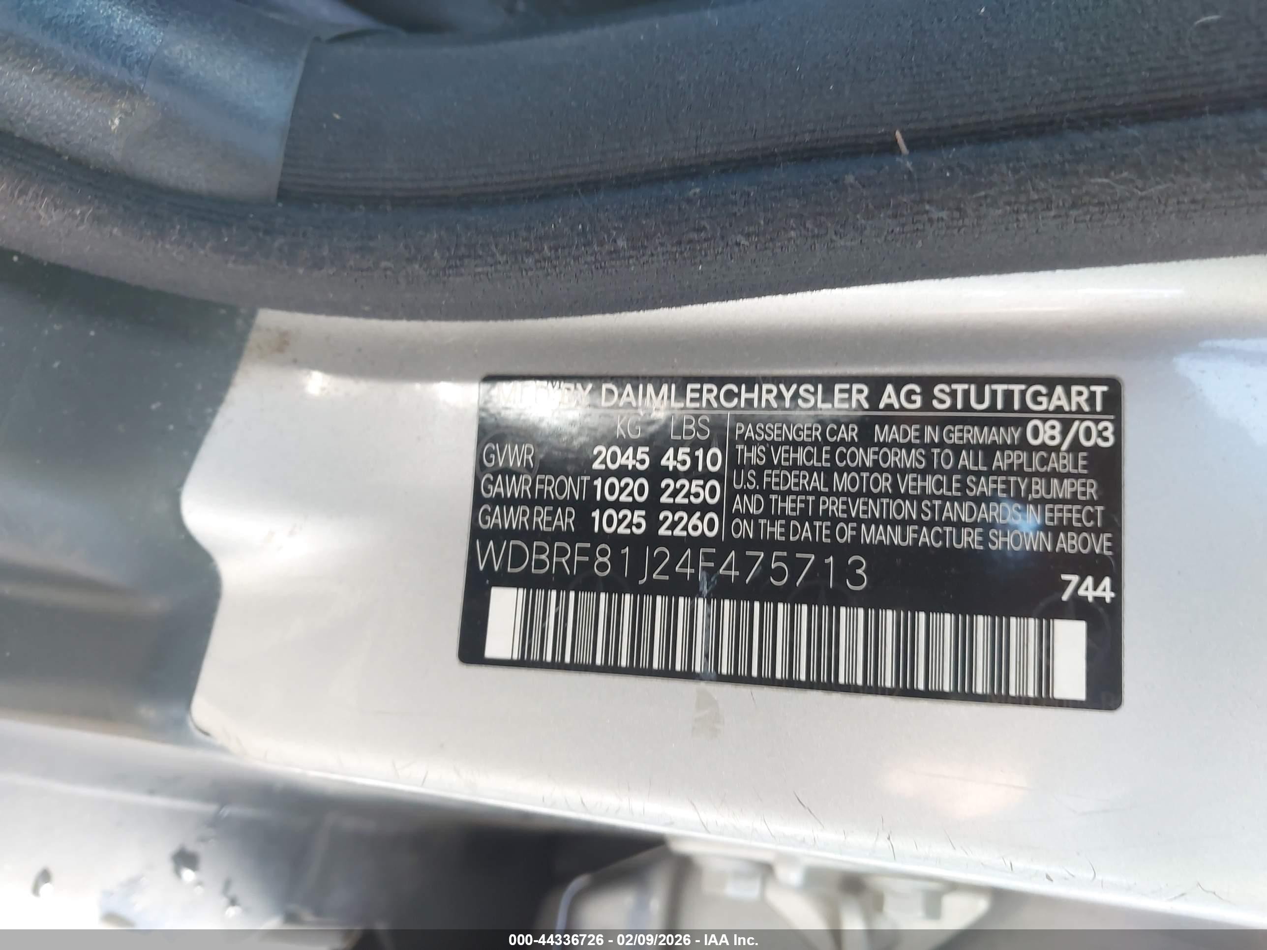 2004 Mercedes-benz C 240 4matic Silver vin: WDBRF81J24F475713
