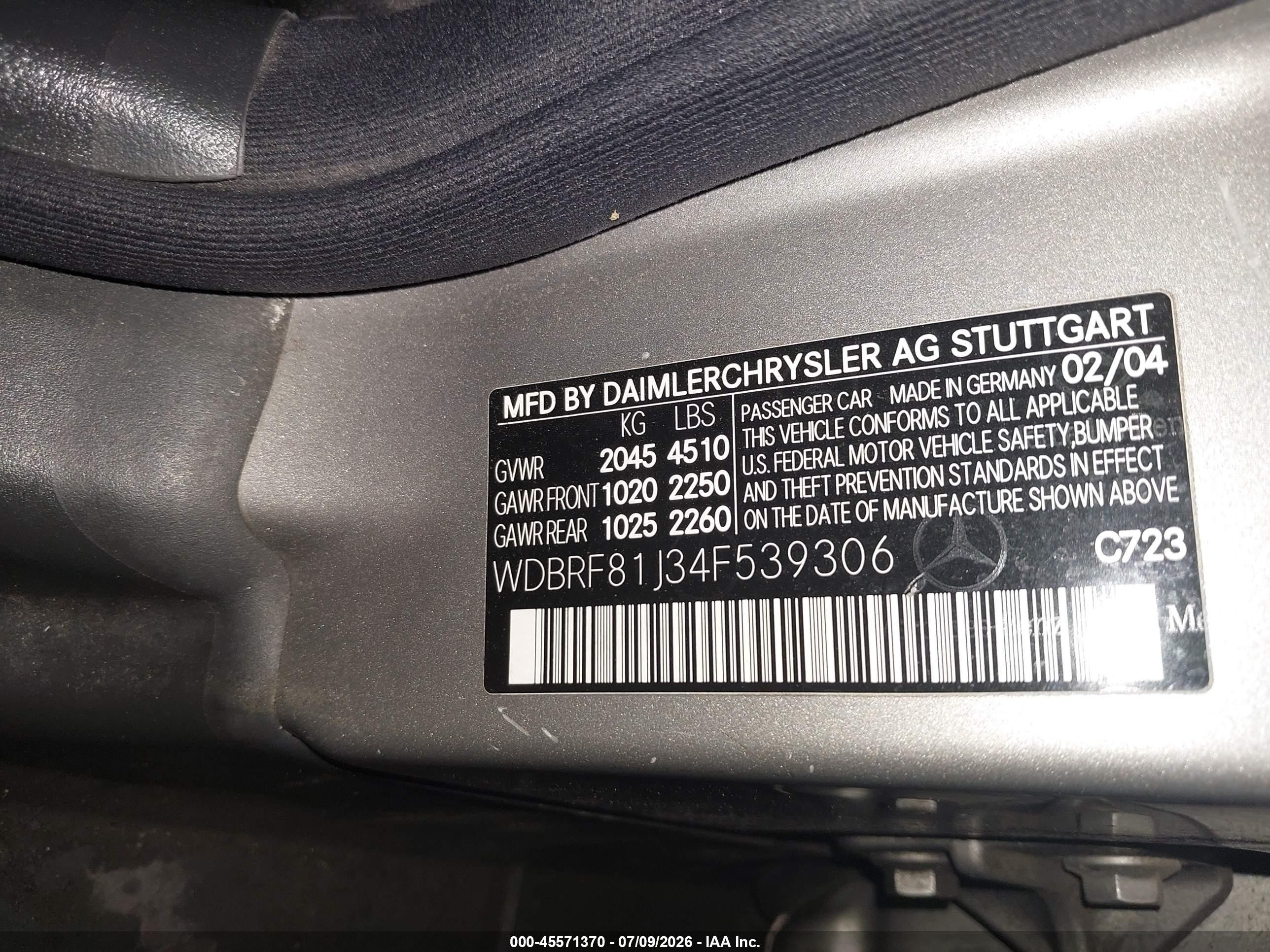 2004 Mercedes-benz C 240 4matic Silver vin: WDBRF81J34F539306