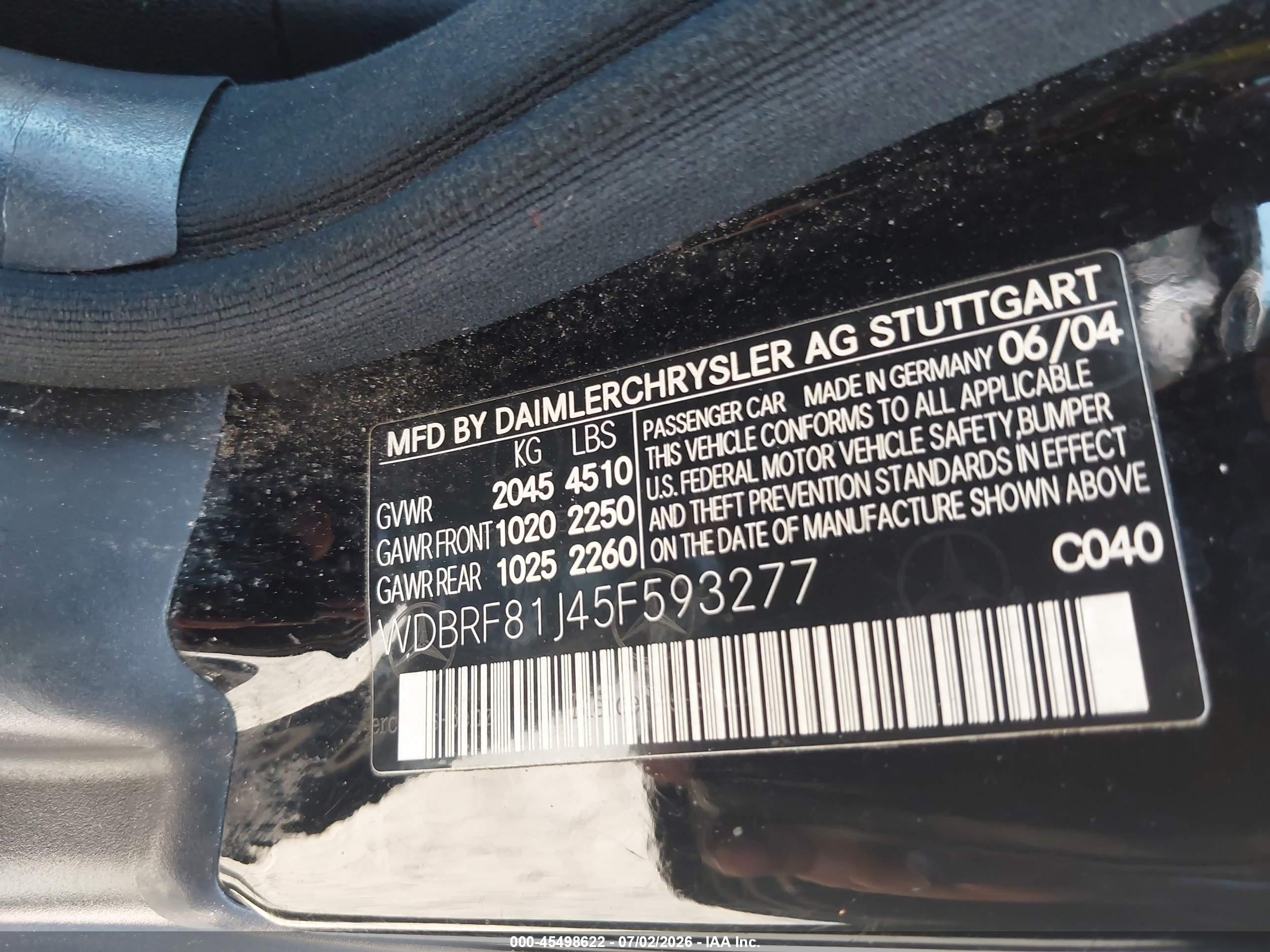 2005 Mercedes-benz C 240 Luxury 4matic Black vin: WDBRF81J45F593277