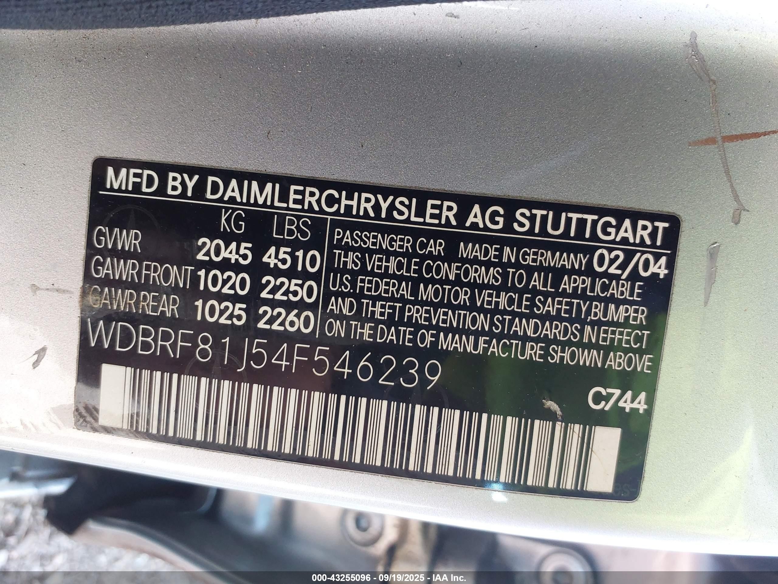 2004 Mercedes-benz C 240 4matic Silver vin: WDBRF81J54F546239