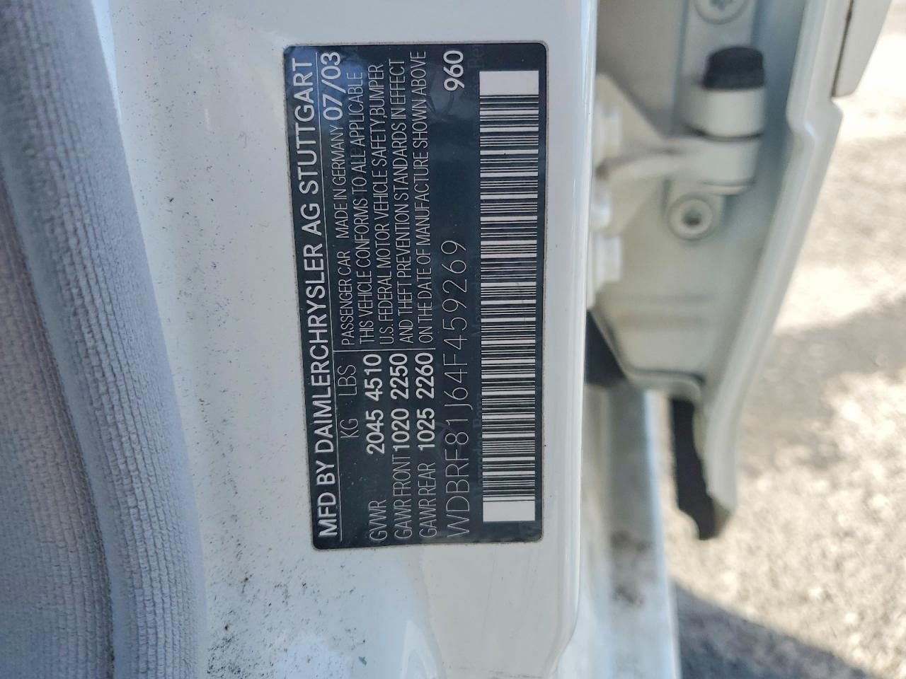 2004 Mercedes-benz C 240 4matic Белый vin: WDBRF81J64F459269