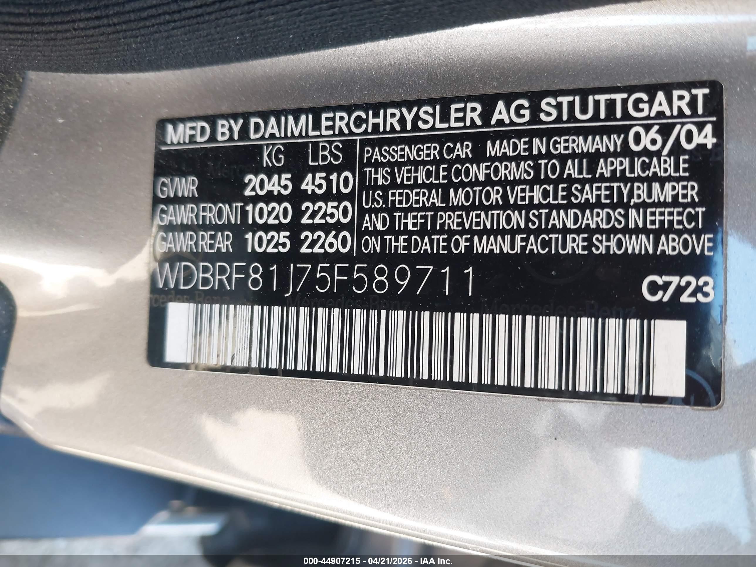 2005 Mercedes-benz C 240 Luxury 4matic Серебряный vin: WDBRF81J75F589711