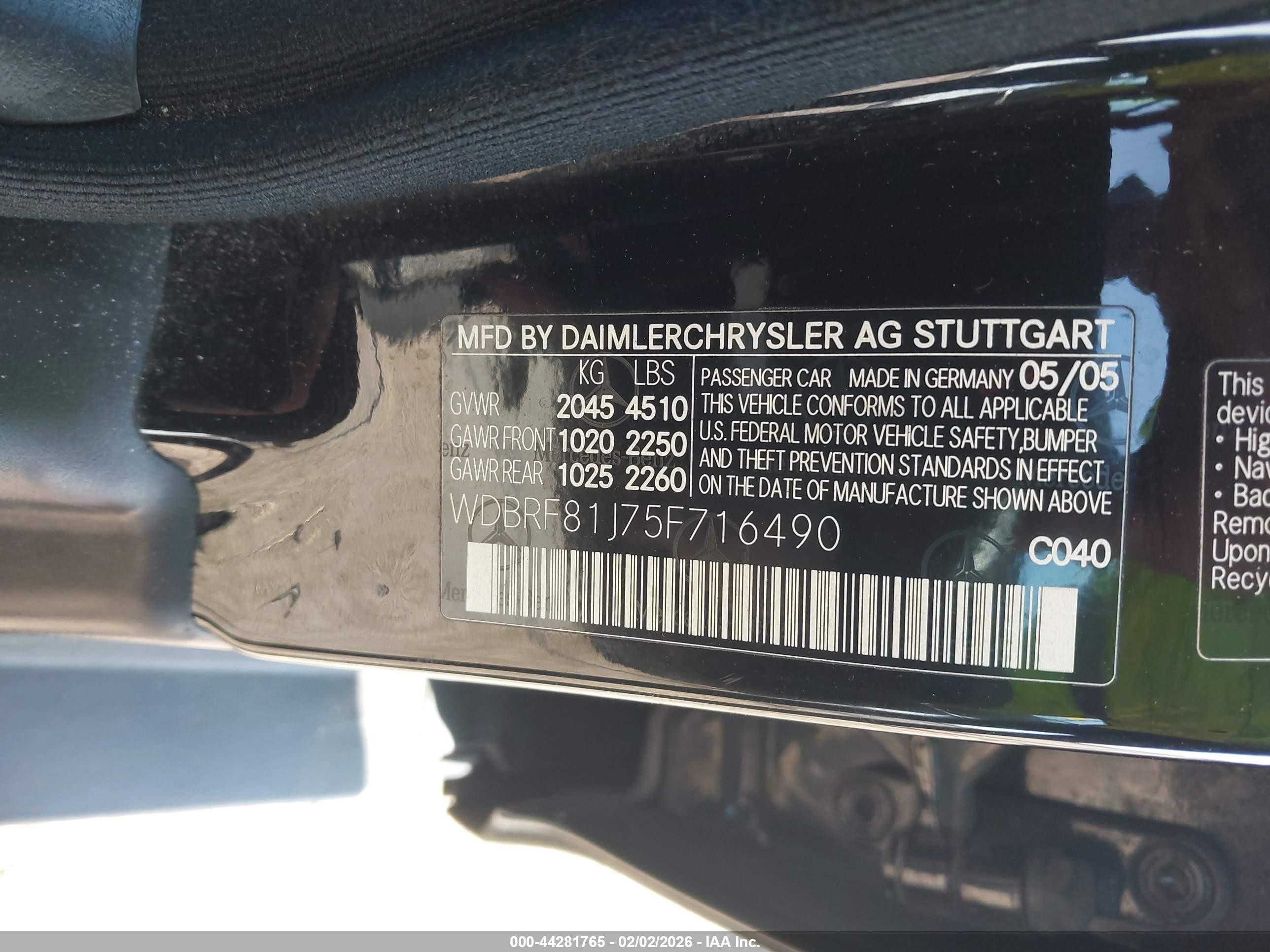 2005 Mercedes-benz C 240 Luxury 4matic Black vin: WDBRF81J75F716490