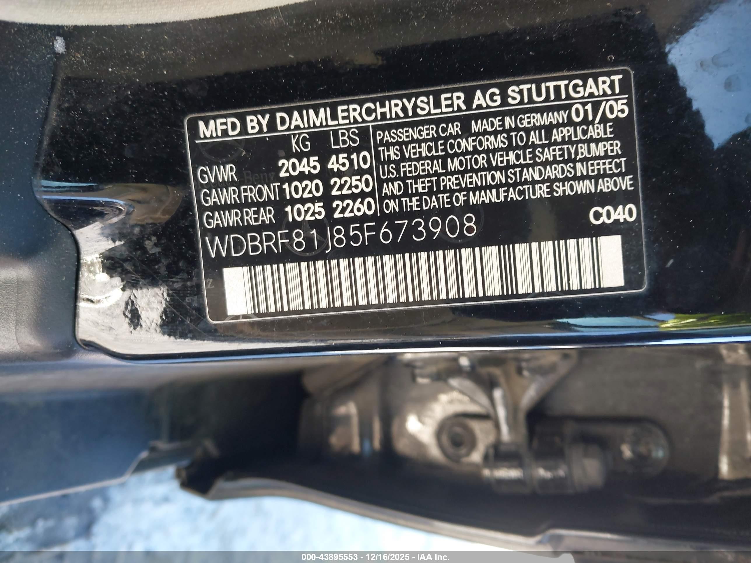 2005 Mercedes-benz C 240 Luxury 4matic Black vin: WDBRF81J85F673908