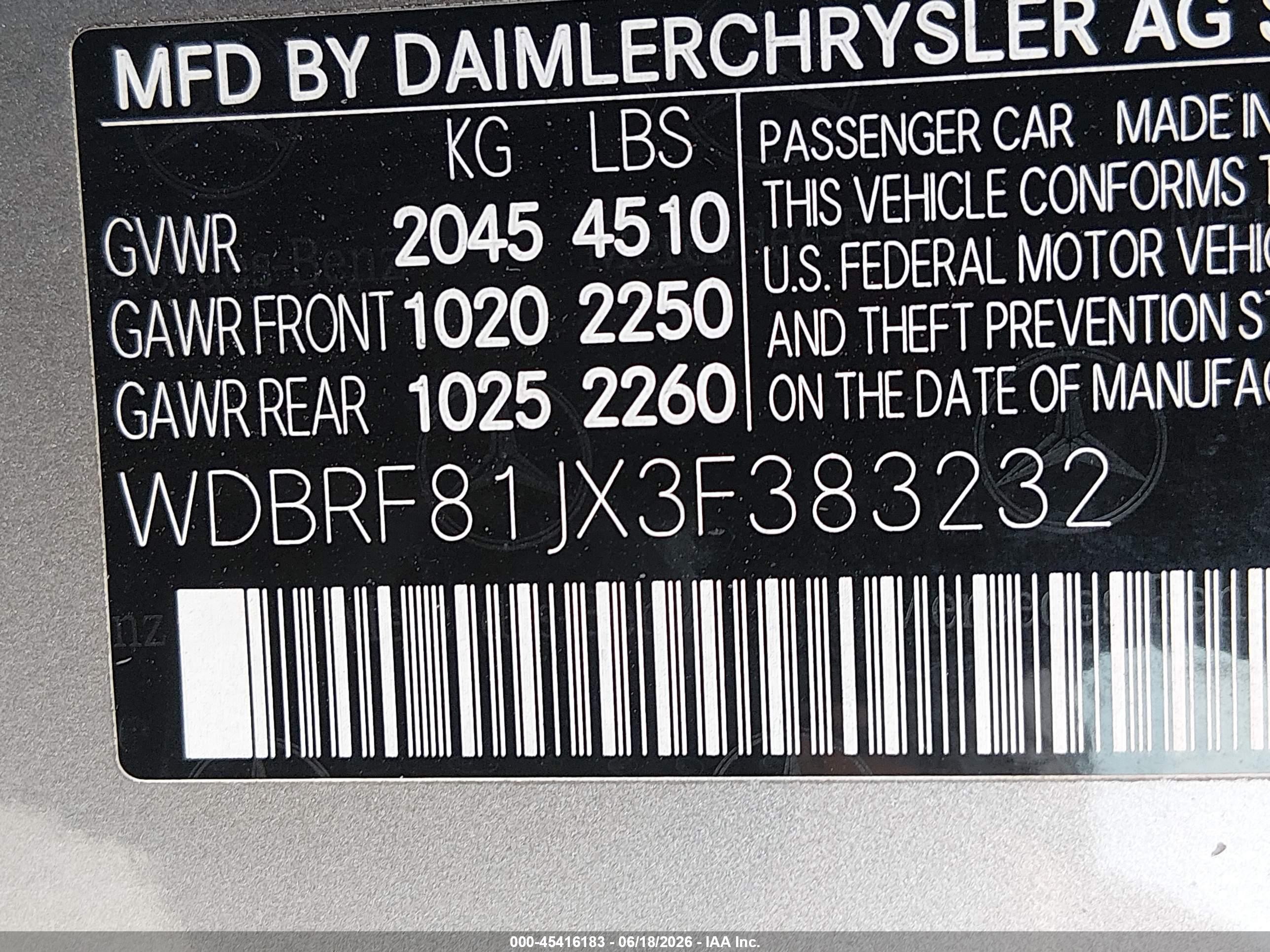 2003 Mercedes-benz C 240   Champagne vin: WDBRF81JX3F383232