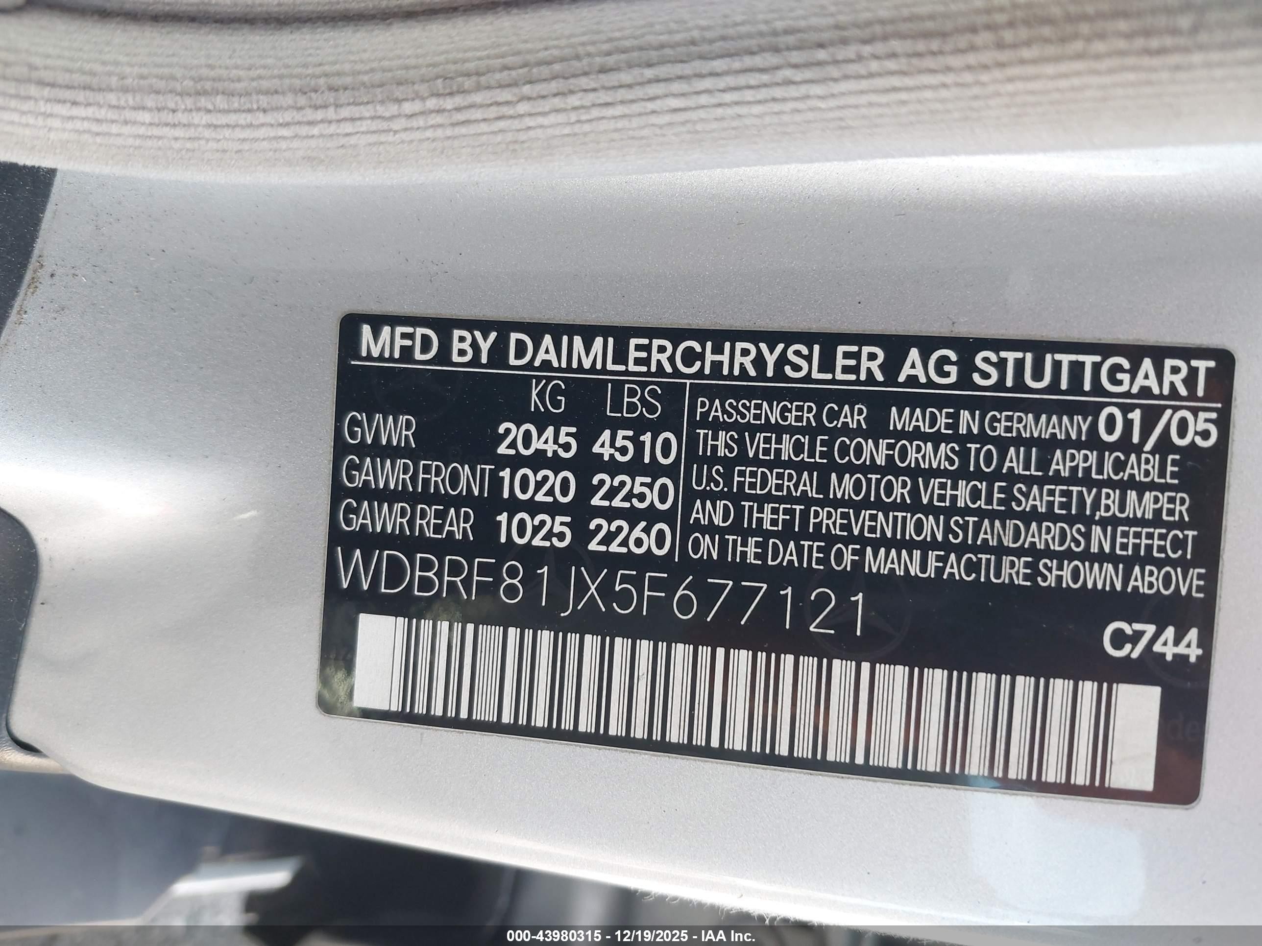 2005 Mercedes-benz C 240 Luxury 4matic Silver vin: WDBRF81JX5F677121