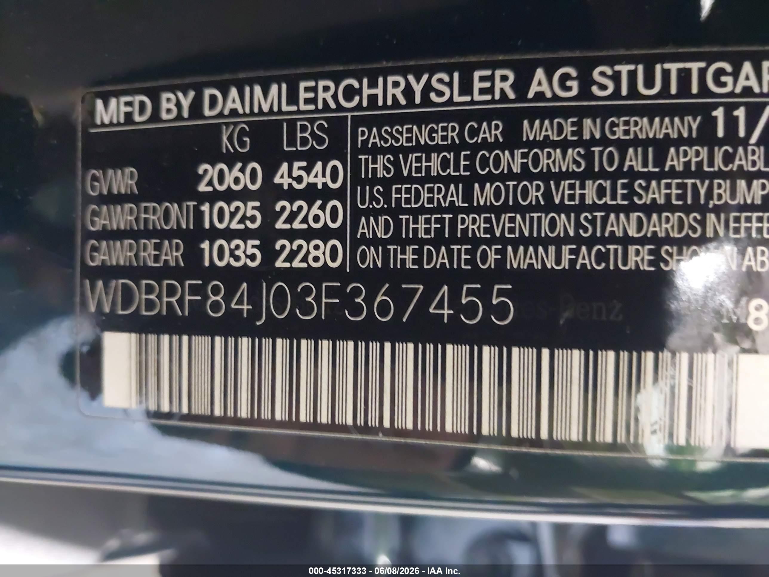 2003 Mercedes-benz C 320 4matic Green vin: WDBRF84J03F367455