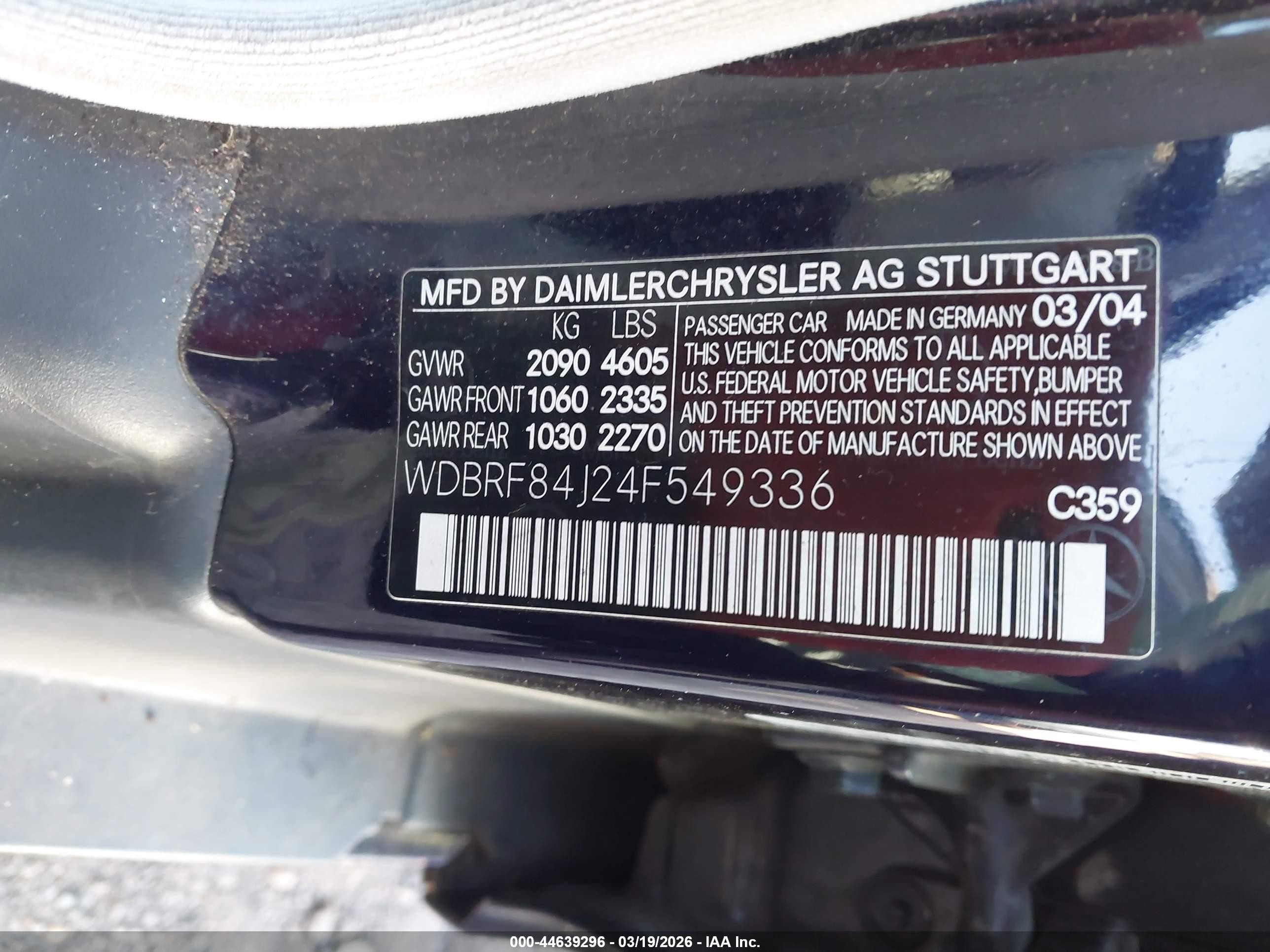 2004 Mercedes-benz C 320 4matic Purple vin: WDBRF84J24F549336