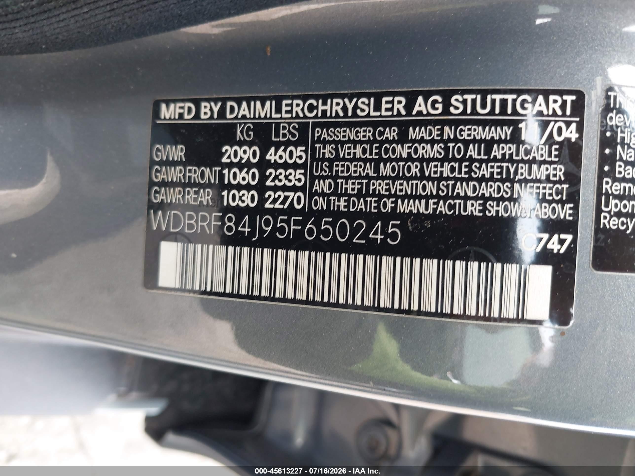 2005 Mercedes-benz C 320 Luxury 4matic Blue vin: WDBRF84J95F650245