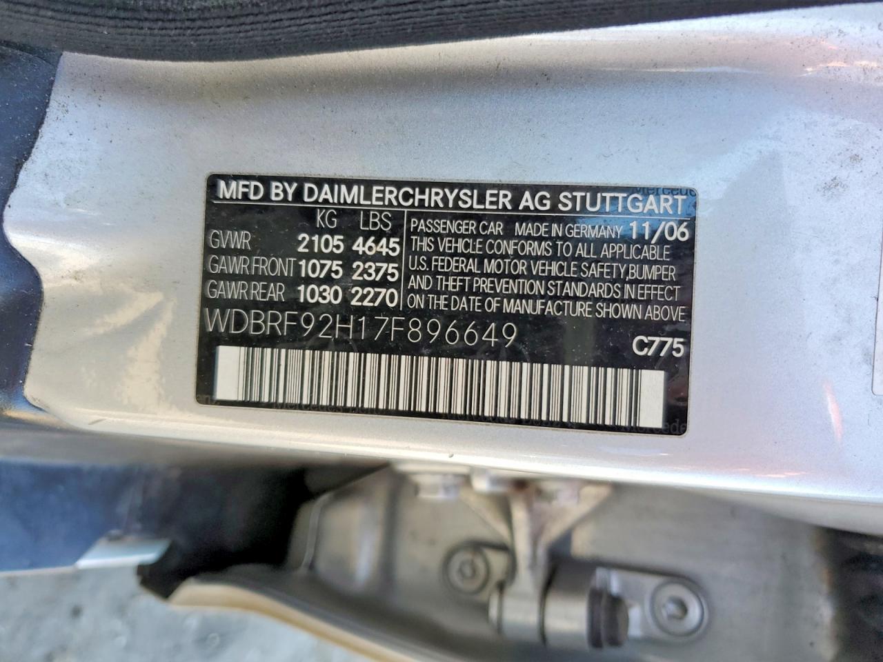 2007 Mercedes-benz C 280 4matic Серебряный vin: WDBRF92H17F896649