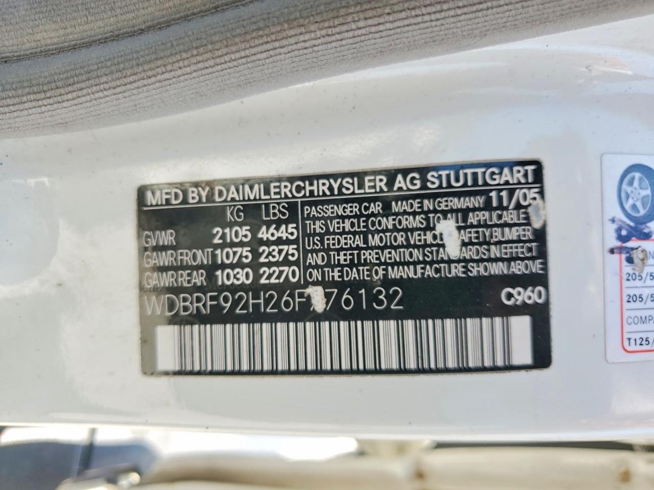 2006 Mercedes-benz C 280 4matic White vin: WDBRF92H26F776132