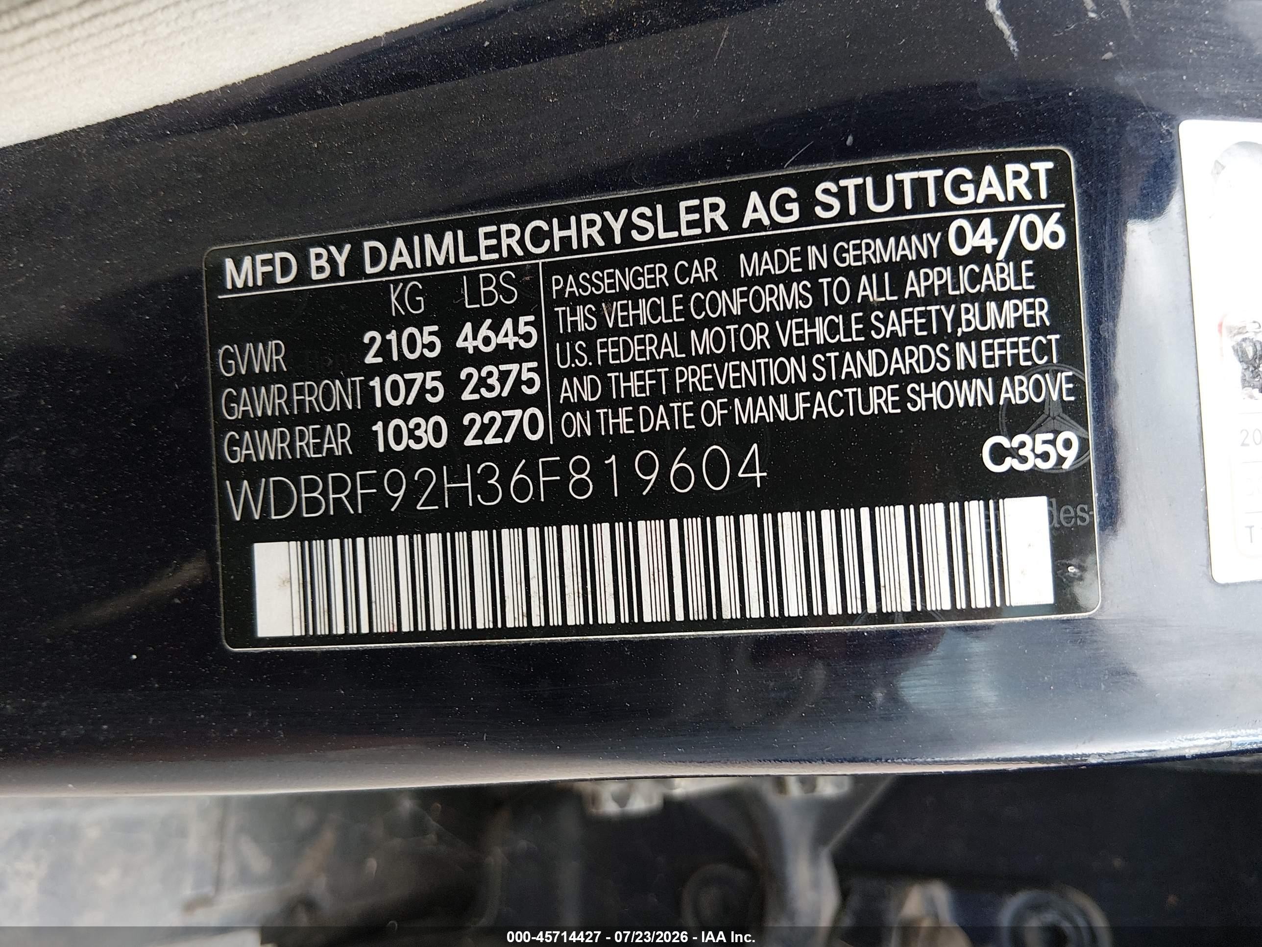 2006 Mercedes-benz C 280 Luxury 4matic Dark Blue vin: WDBRF92H36F819604