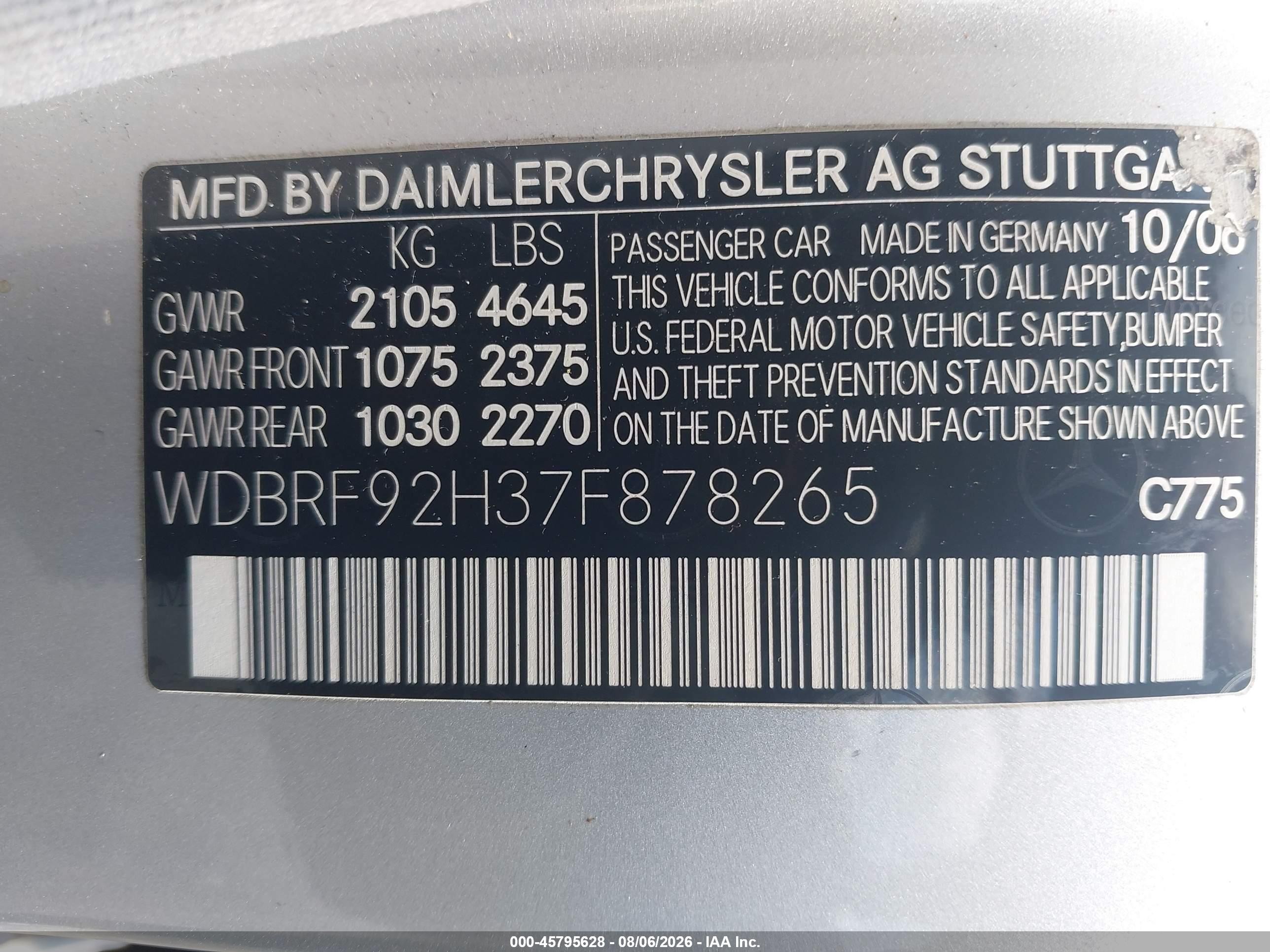 2007 Mercedes-benz C 280 Luxury 4matic Silver vin: WDBRF92H37F878265