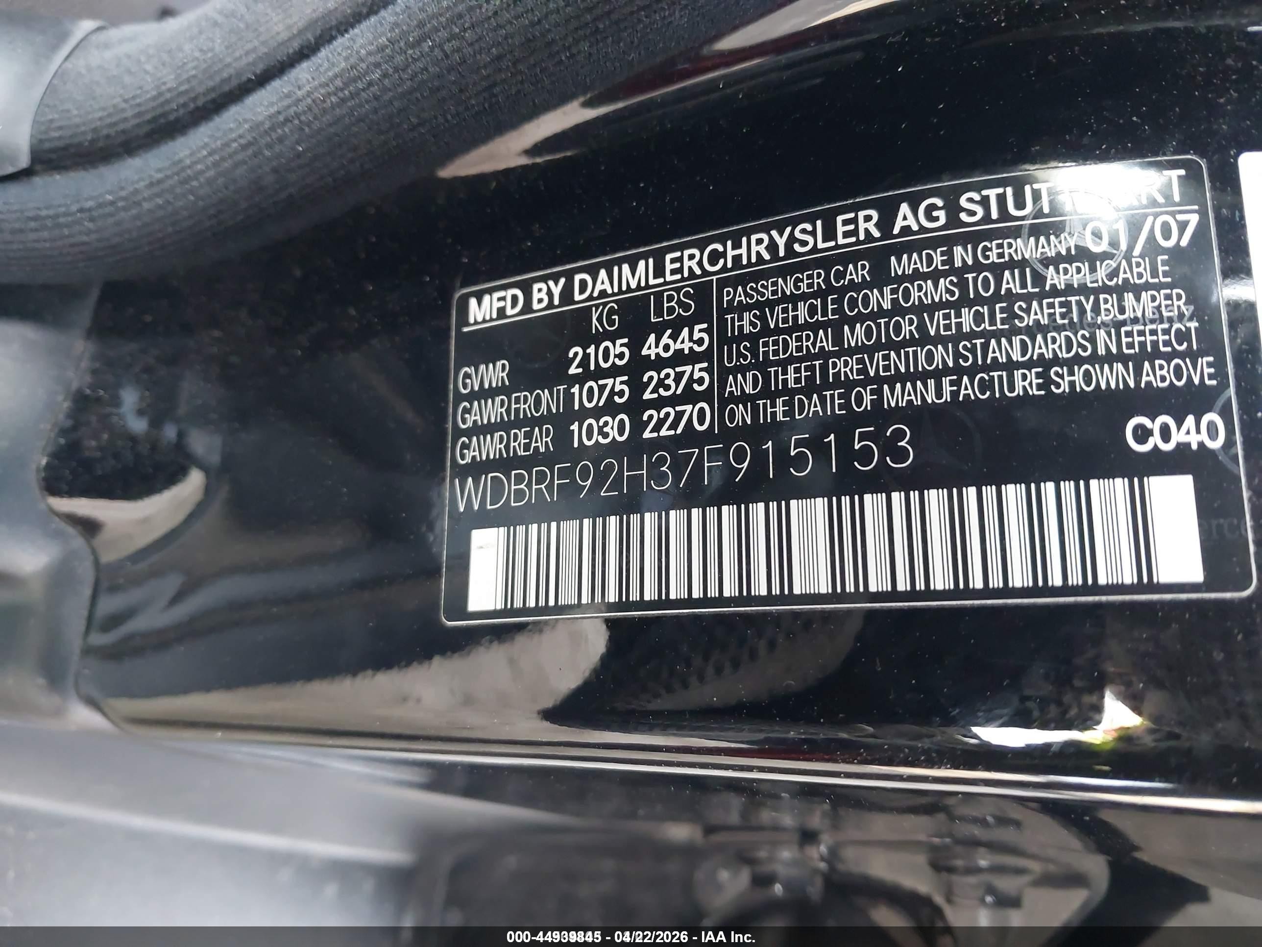 2007 Mercedes-benz C 280 Luxury 4matic Black vin: WDBRF92H37F915153