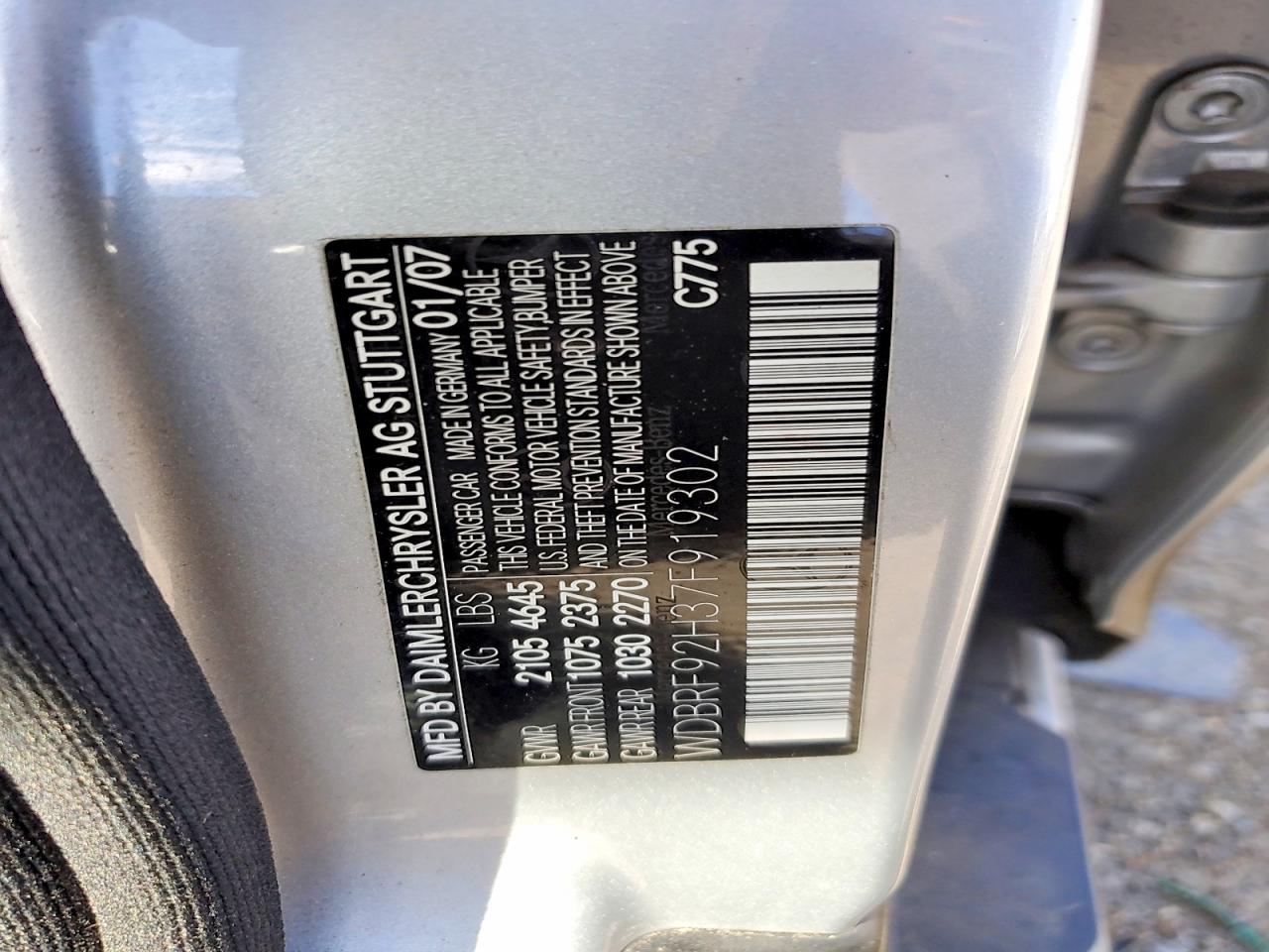 2007 Mercedes-benz C 280 4matic Silver vin: WDBRF92H37F919302