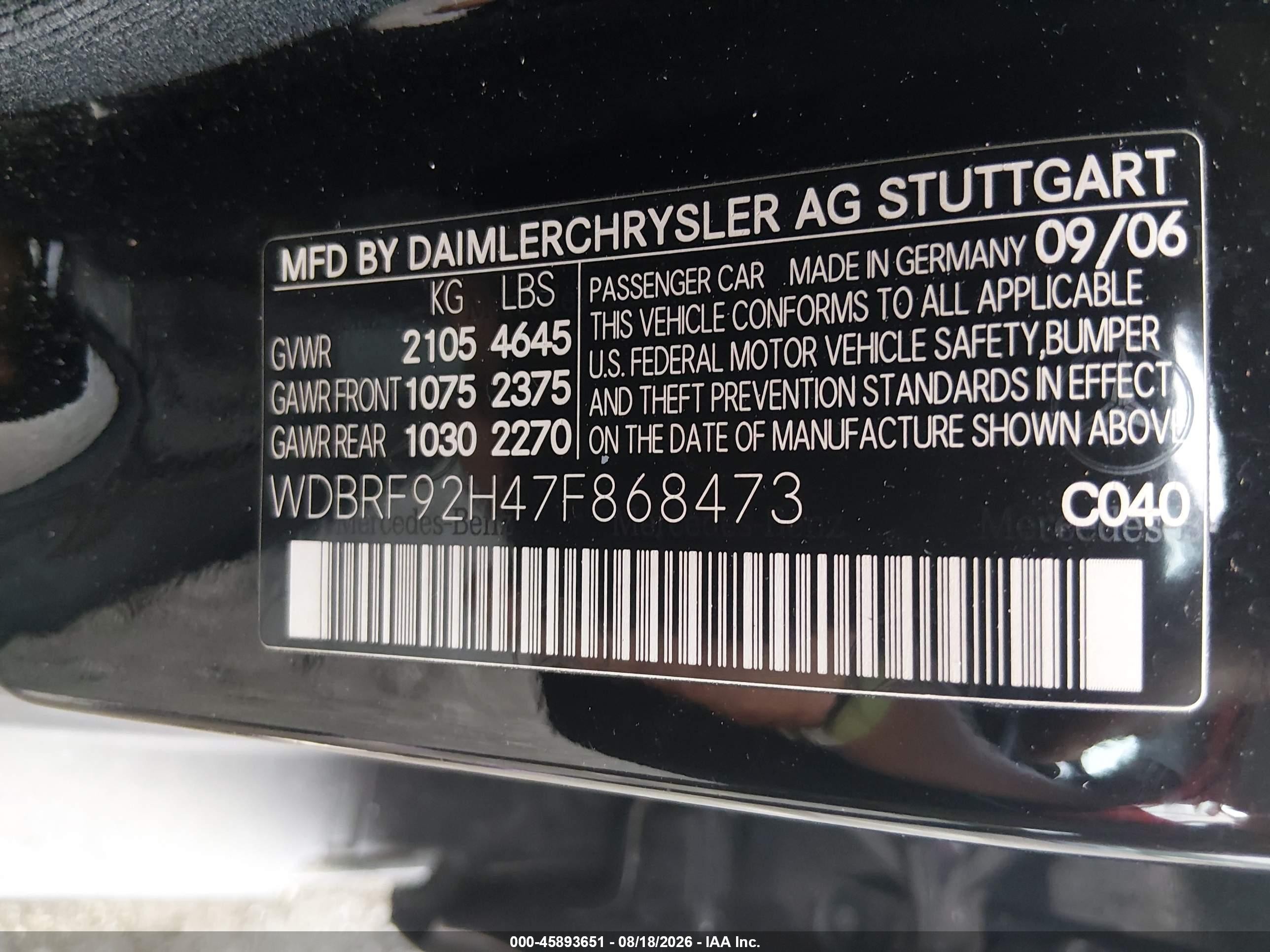 2007 Mercedes-benz C 280 Luxury 4matic Black vin: WDBRF92H47F868473