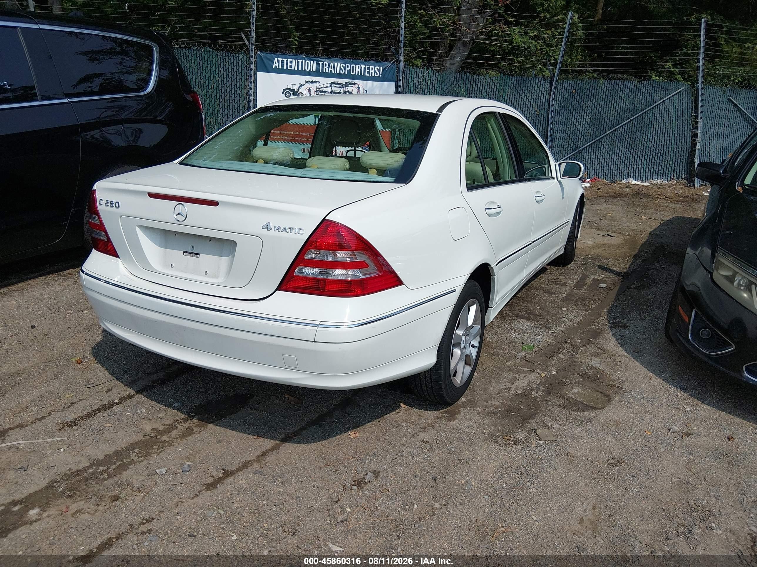 2007 Mercedes-benz C 280 Luxury 4matic White vin: WDBRF92H57F913985