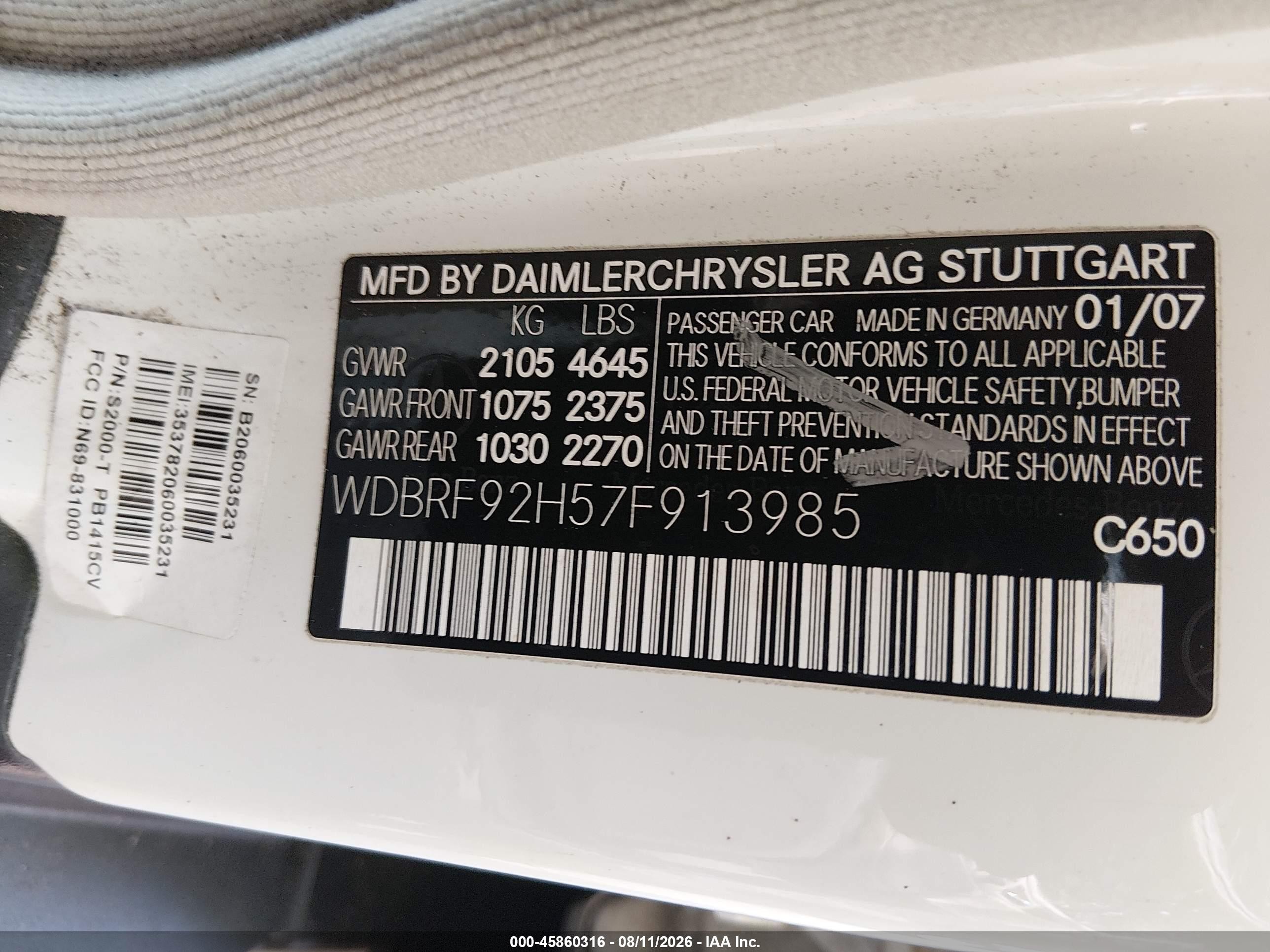 2007 Mercedes-benz C 280 Luxury 4matic White vin: WDBRF92H57F913985