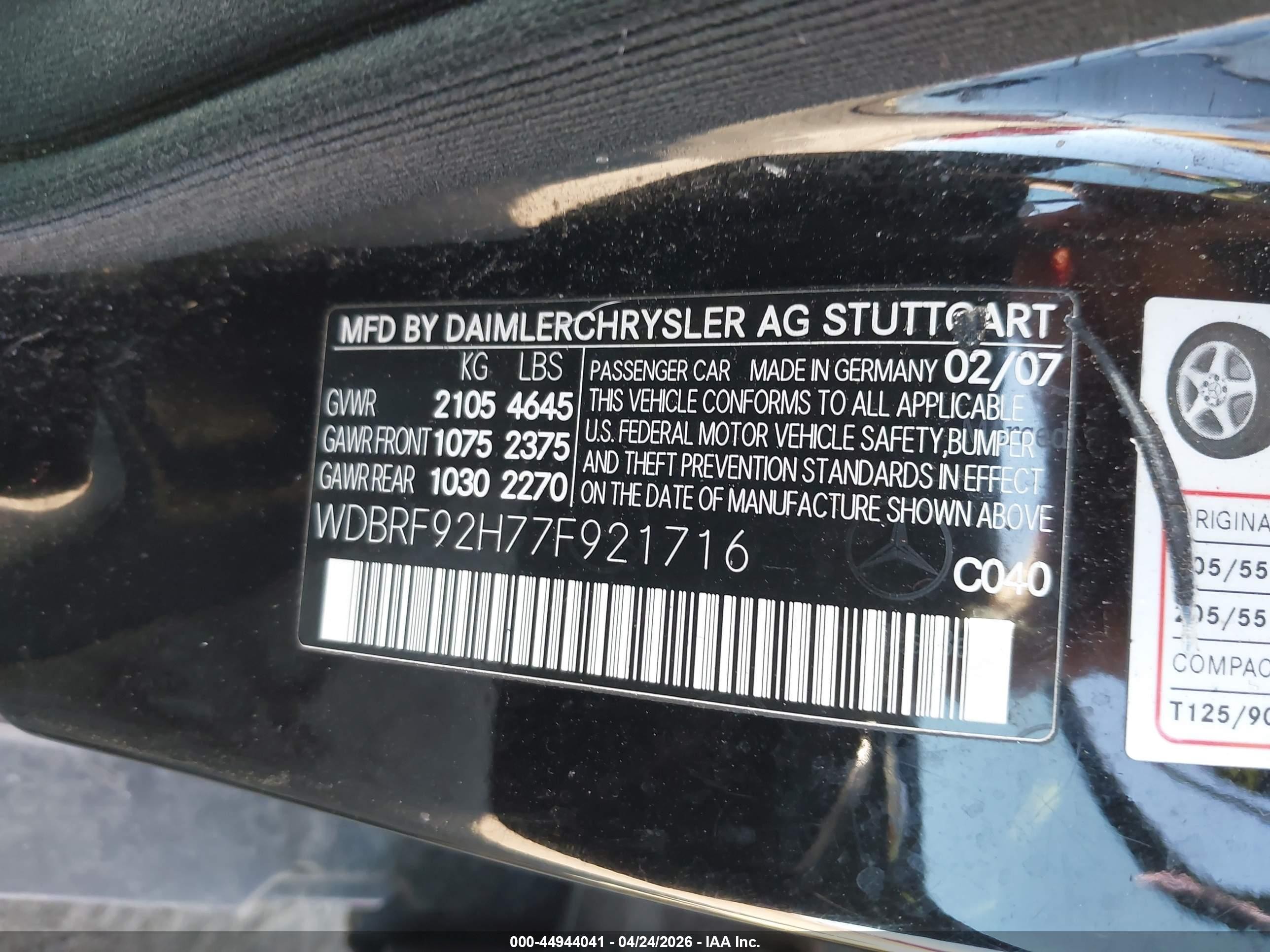 2007 Mercedes-benz C 280 Luxury 4matic Black vin: WDBRF92H77F921716