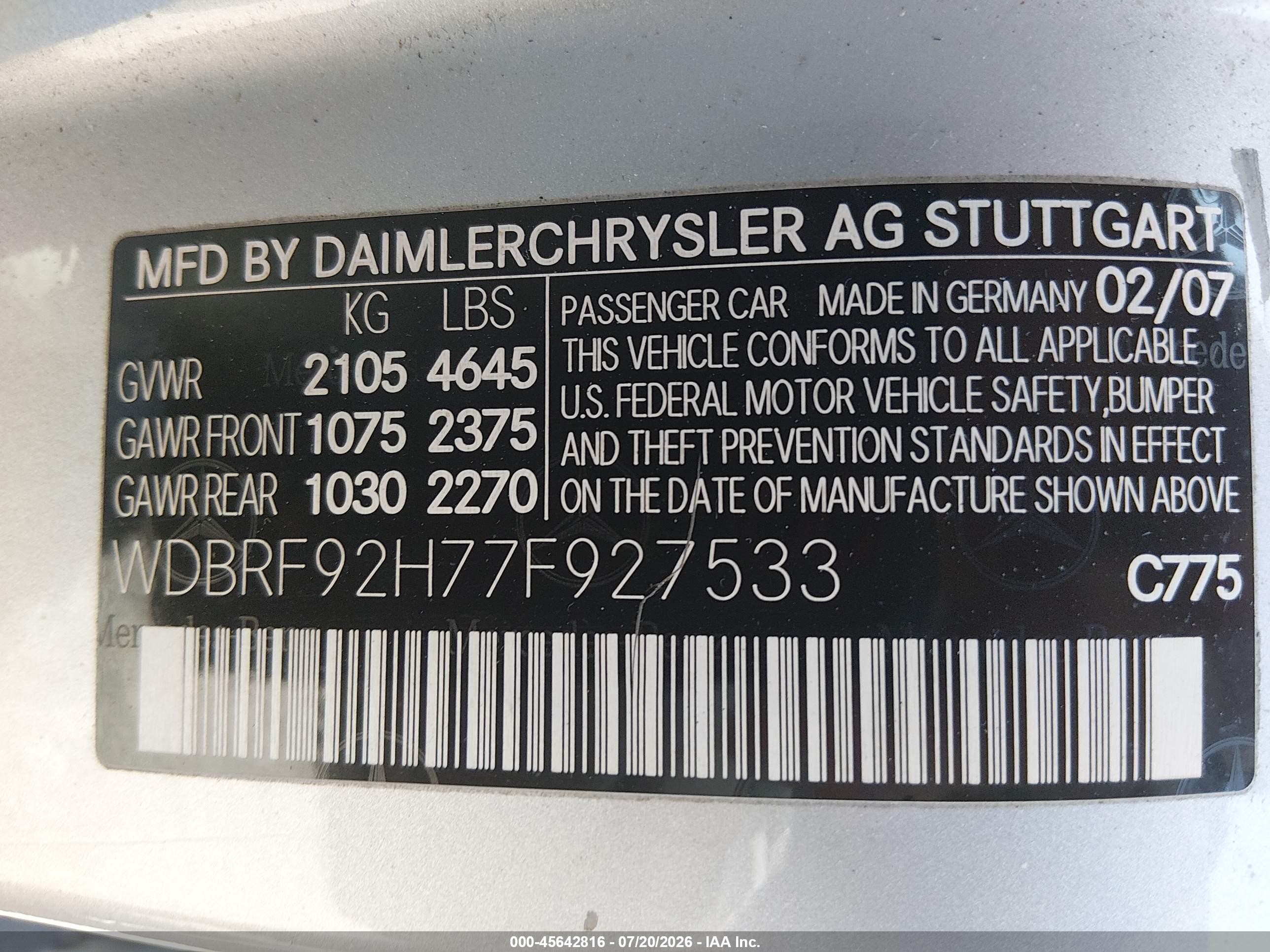 2007 Mercedes-benz C 280 Luxury 4matic Silver vin: WDBRF92H77F927533