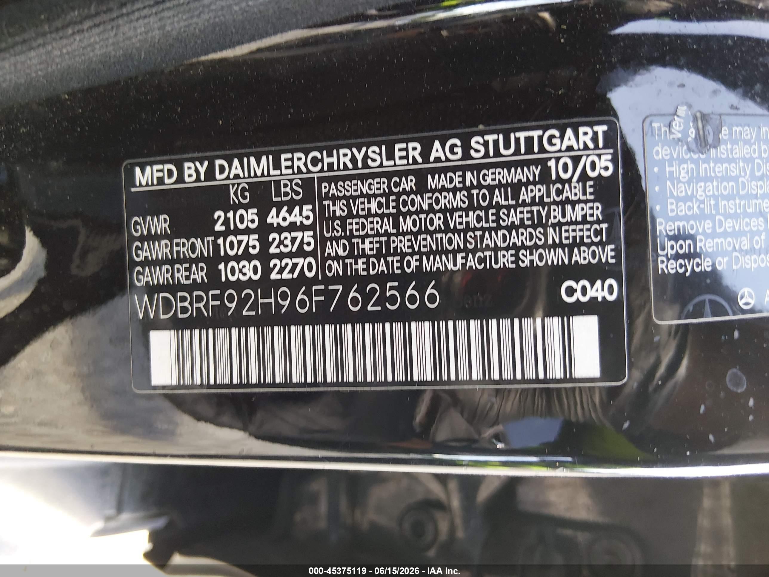 2006 Mercedes-benz C 280 Luxury 4matic Black vin: WDBRF92H96F762566