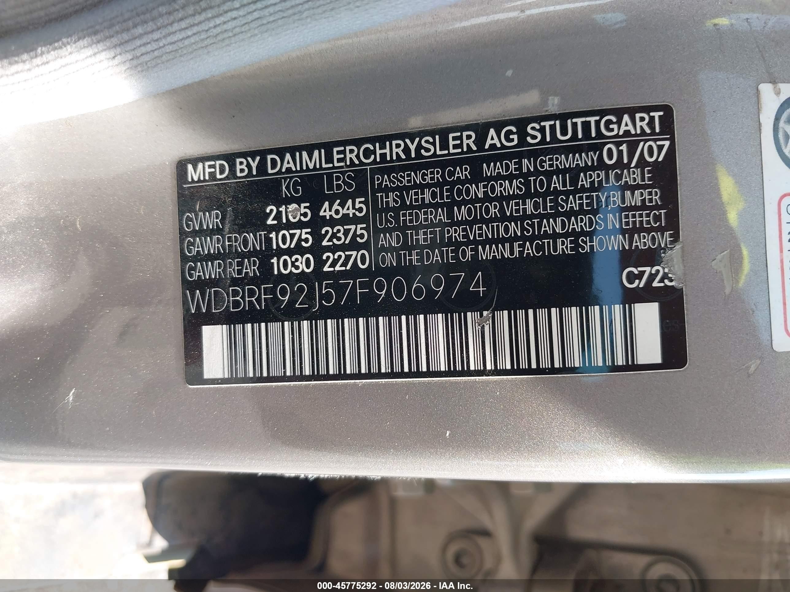 2007 Mercedes-benz C 280 Luxury 4matic Silver vin: WDBRF92J57F906974