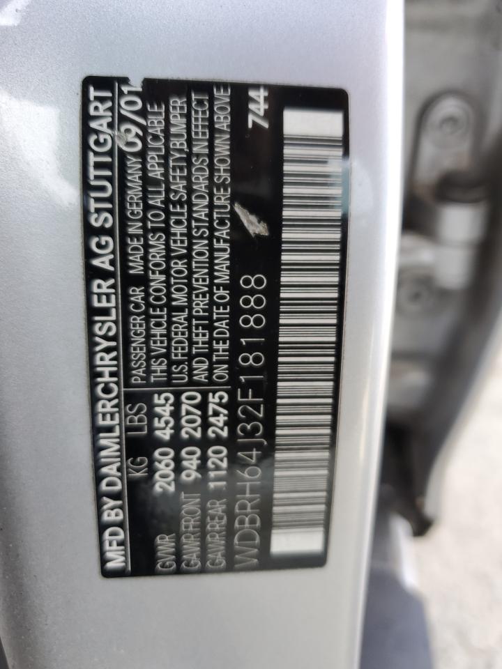 2002 Mercedes-benz C 320 Silver vin: WDBRH64J32F181888