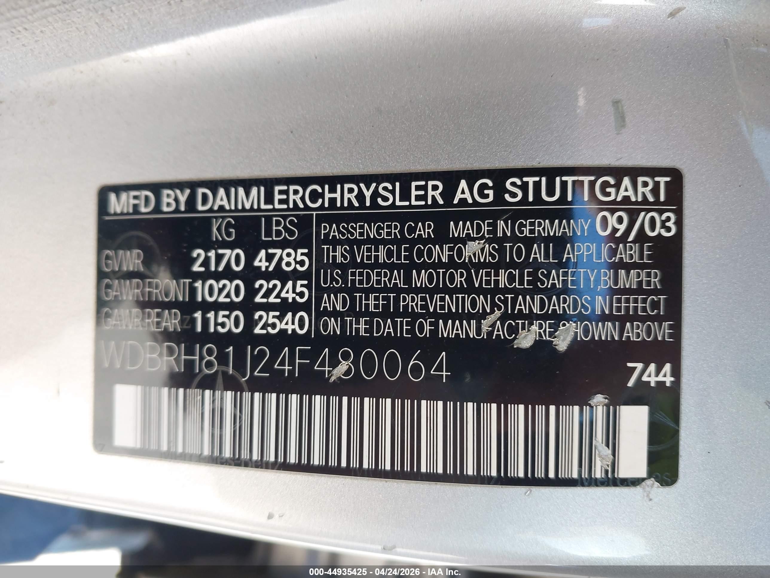 2004 Mercedes-benz C 240 4matic Серебряный vin: WDBRH81J24F480064