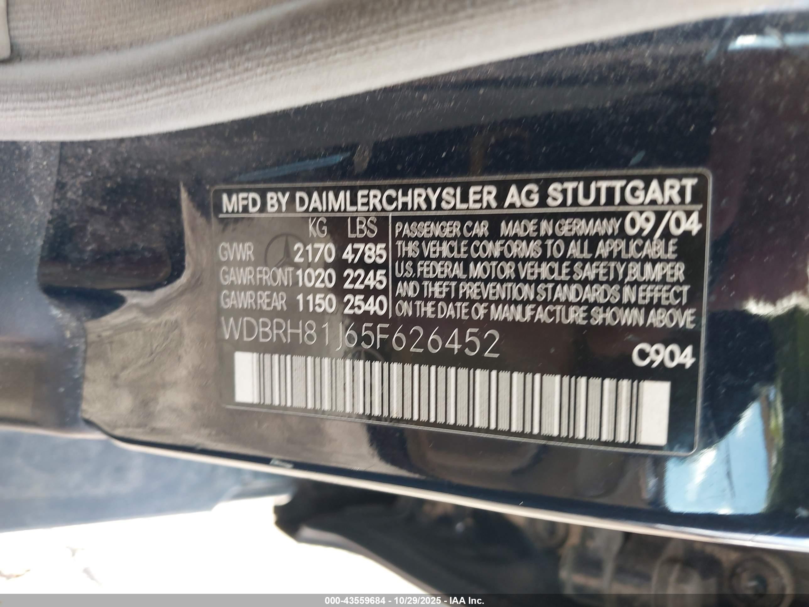 2005 Mercedes-benz C 240 Luxury 4matic Blue vin: WDBRH81J65F626452