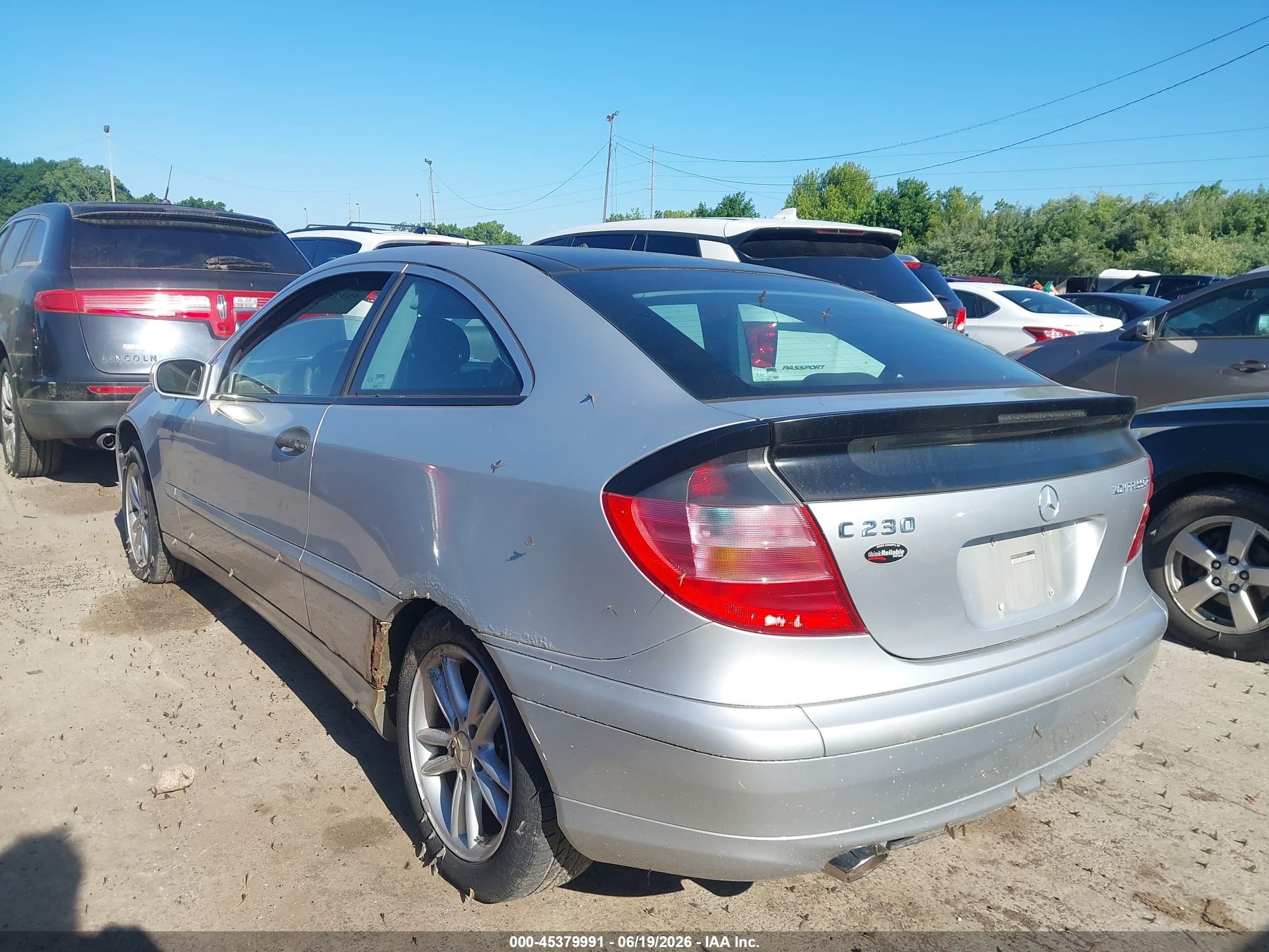 2002 Mercedes-benz C 230k Sport Coupe Silver vin: WDBRN47J52A303236