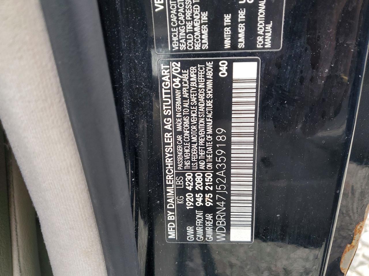 2002 Mercedes Benz C 230 Black vin: WDBRN47J52A359189