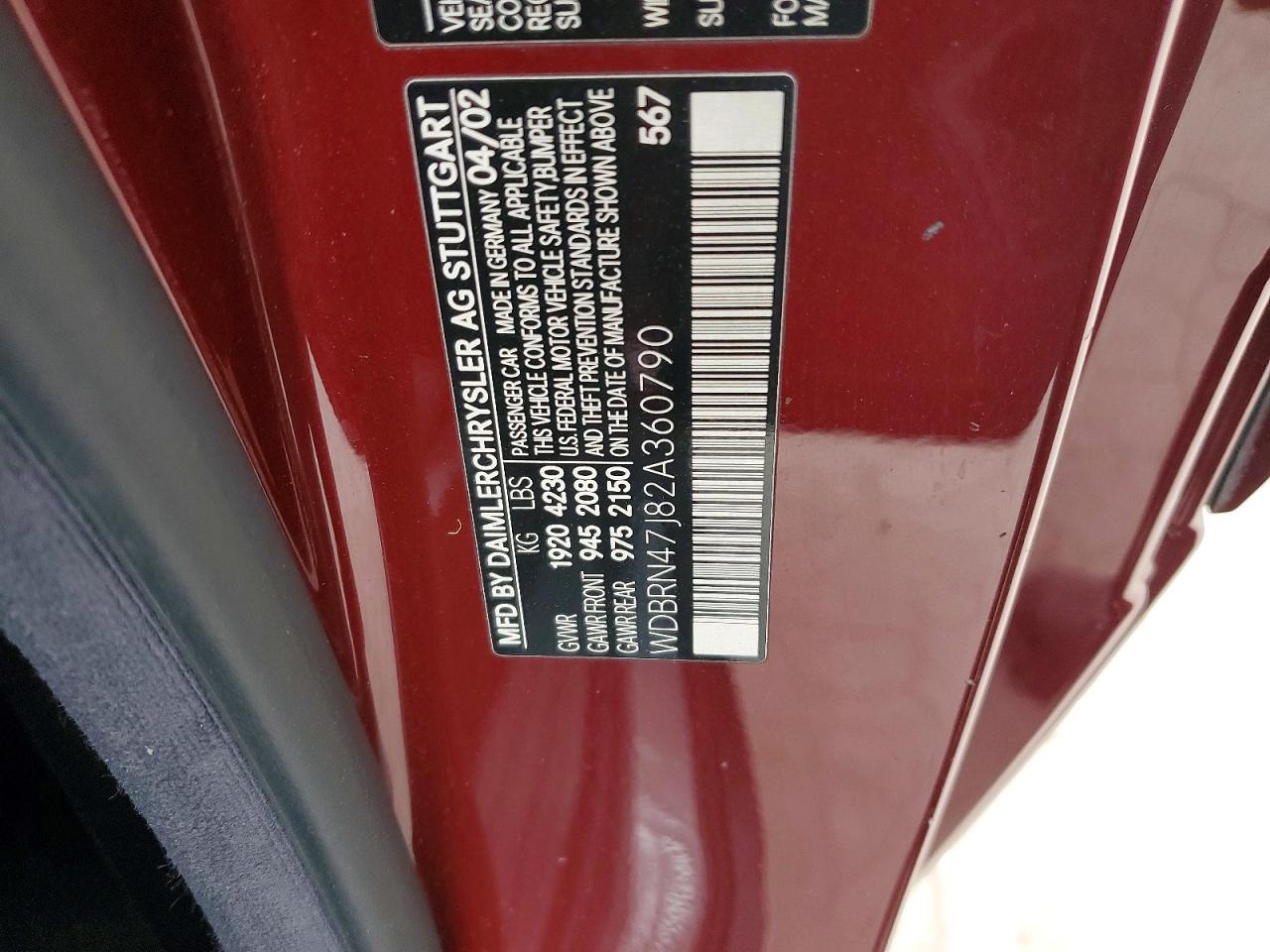 2002 Mercedes-benz C 230k Sport Coupe Maroon vin: WDBRN47J82A360790
