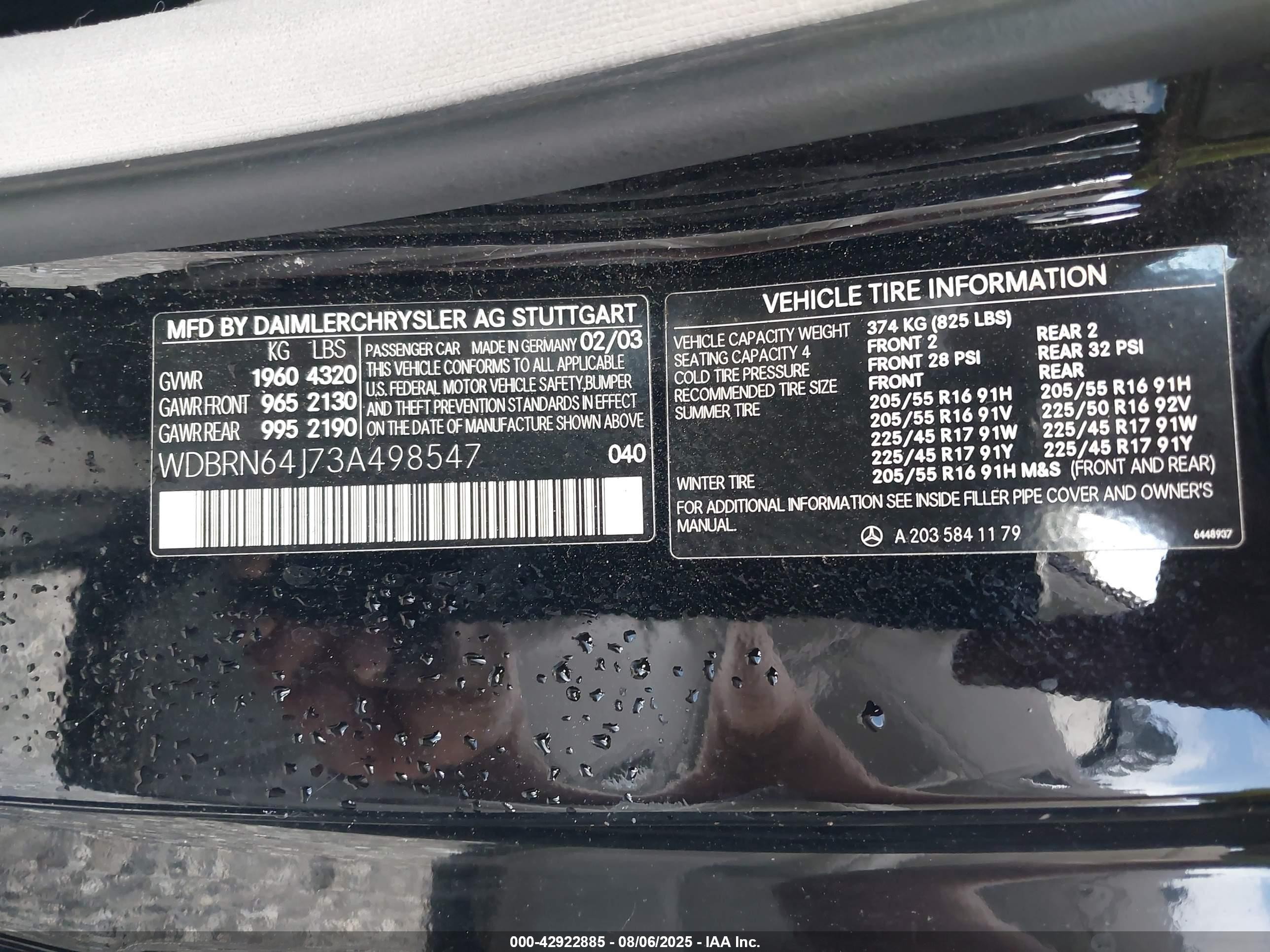 2003 Mercedes-benz C 320 Sport Black vin: WDBRN64J73A498547