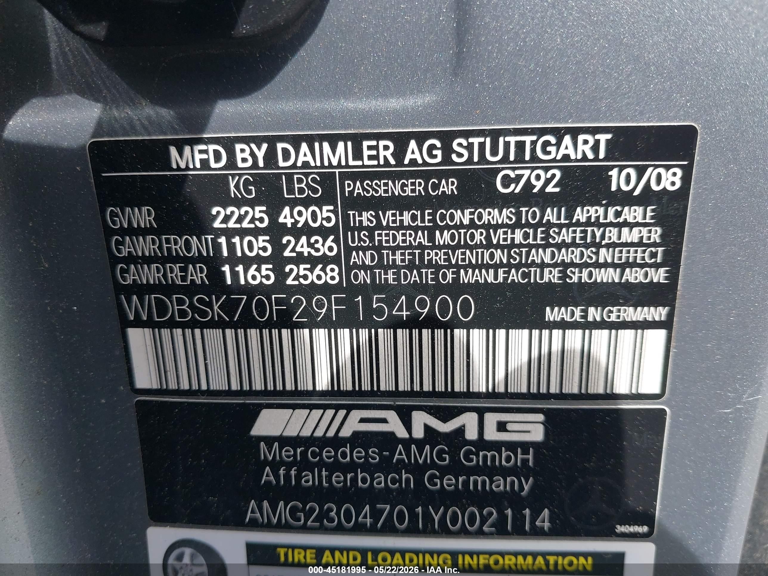 2009 Mercedes-benz Sl 63 Amg   Silver vin: WDBSK70F29F154900
