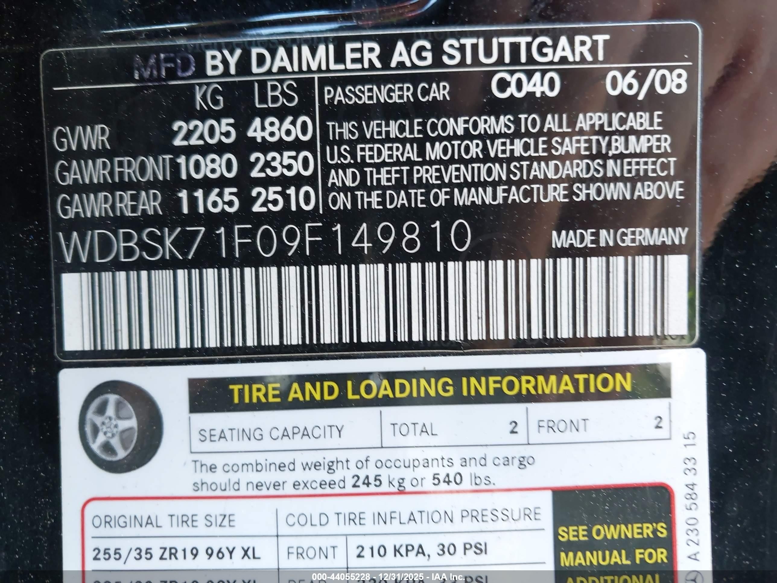 2009 Mercedes-benz Sl 550   Black vin: WDBSK71F09F149810