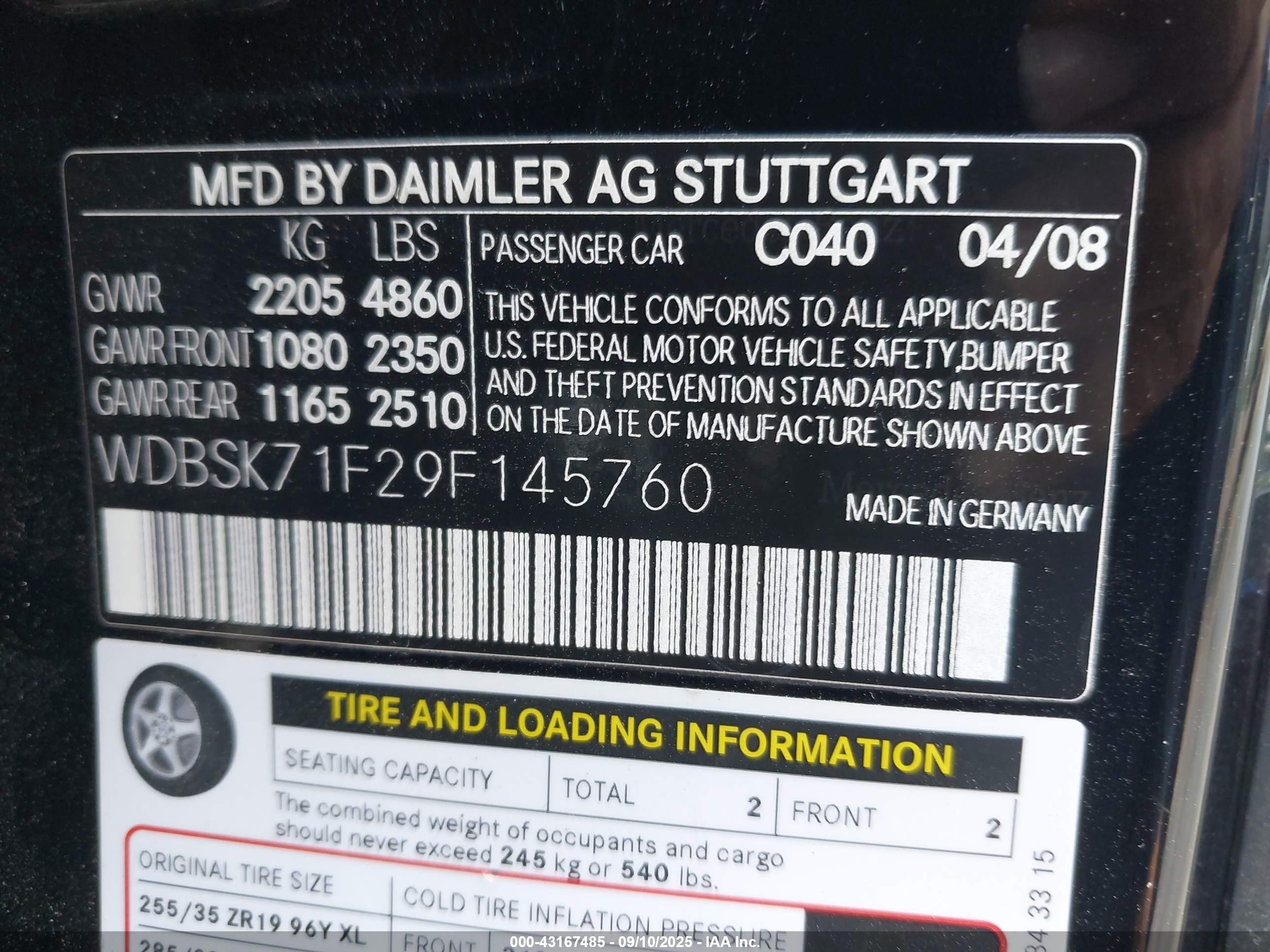 2009 Mercedes-benz Sl 550   Black vin: WDBSK71F29F145760