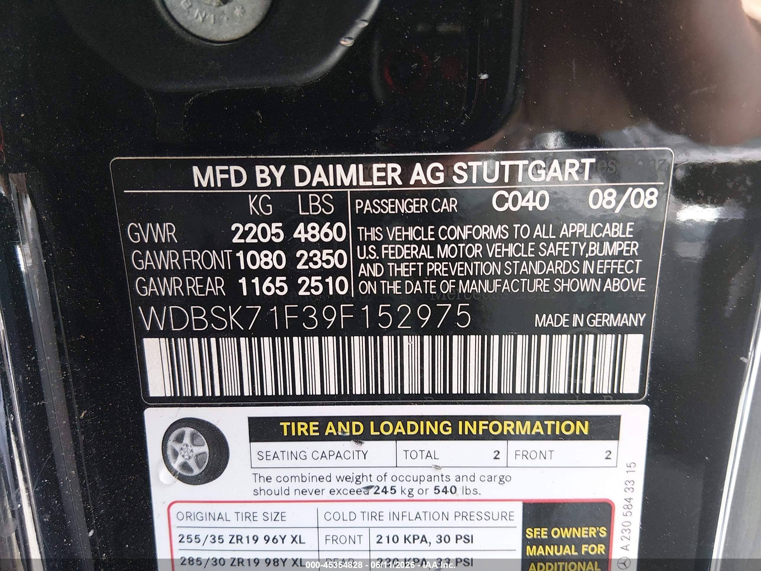 2009 Mercedes-benz Sl 550   Black vin: WDBSK71F39F152975