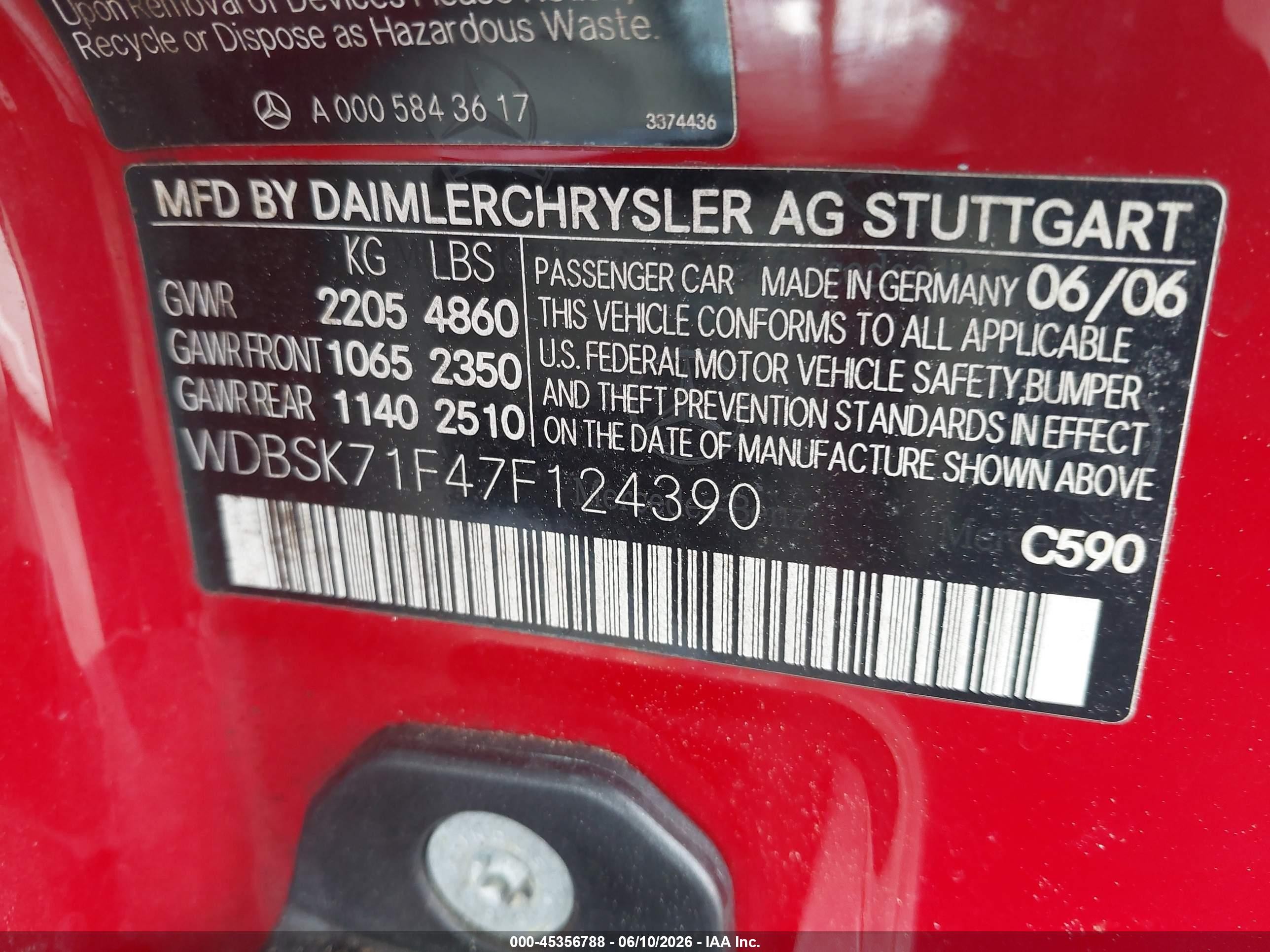 2007 Mercedes-benz Sl 550   Red vin: WDBSK71F47F124390