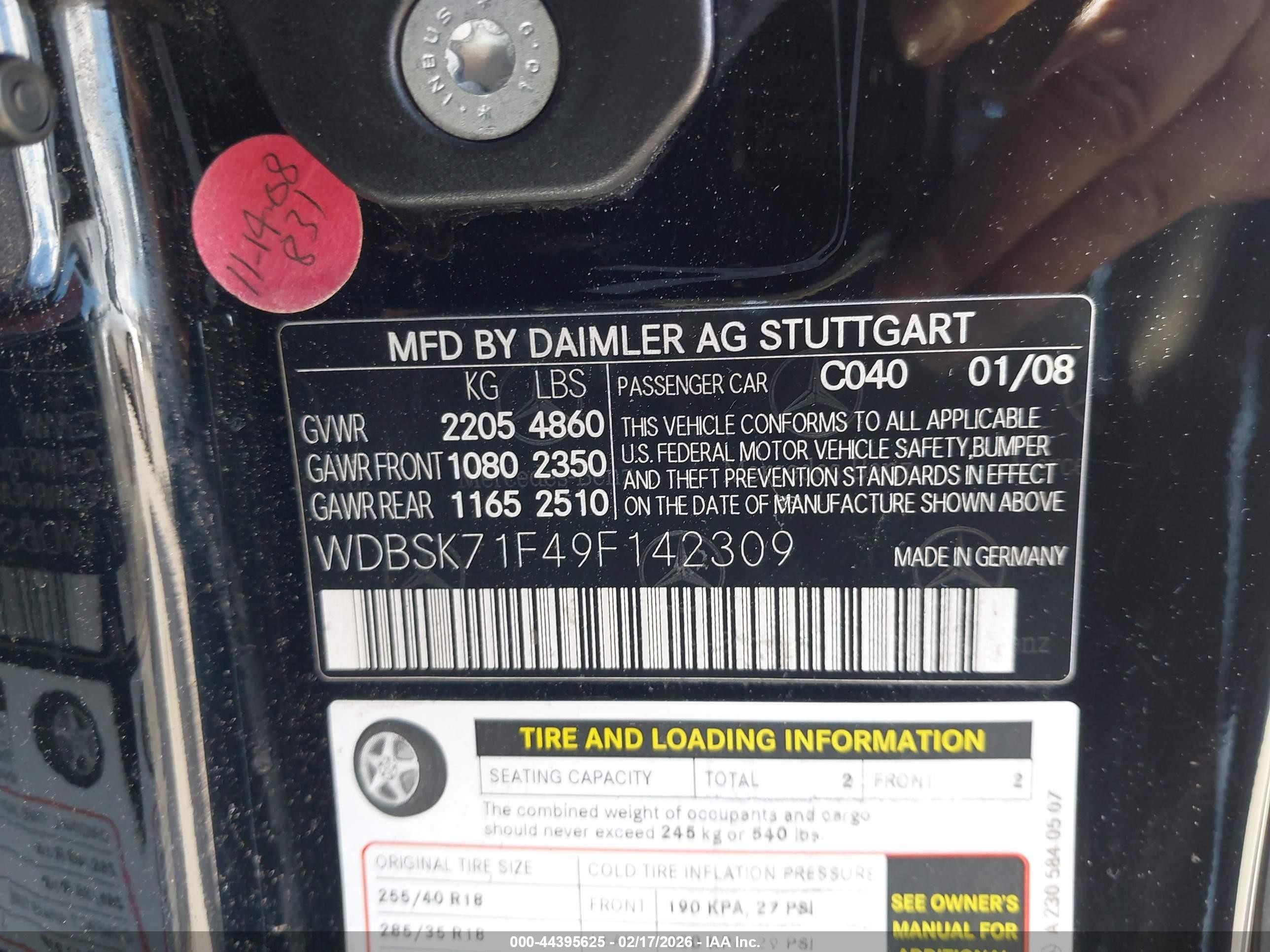 2009 Mercedes-benz Sl 550   Black vin: WDBSK71F49F142309