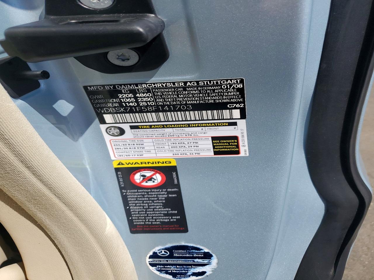 2008 Mercedes-benz Sl-class Sl550 Blue vin: WDBSK71F58F141703