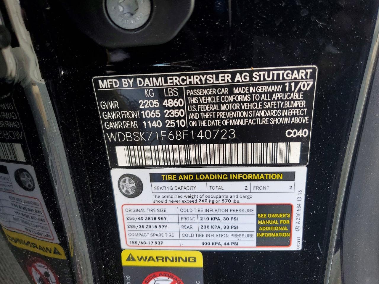 2008 Mercedes-benz Sl 550 Черный vin: WDBSK71F68F140723